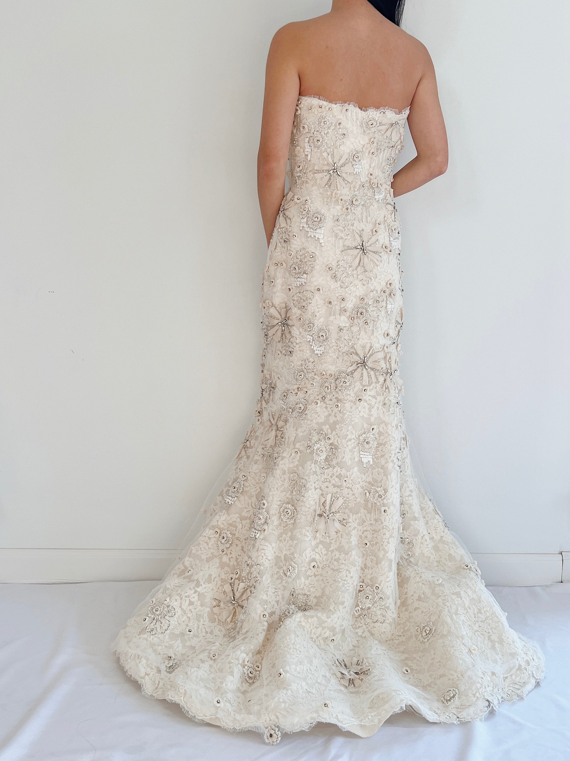 Monique Llhuilier 3D Lace Gown - S/4