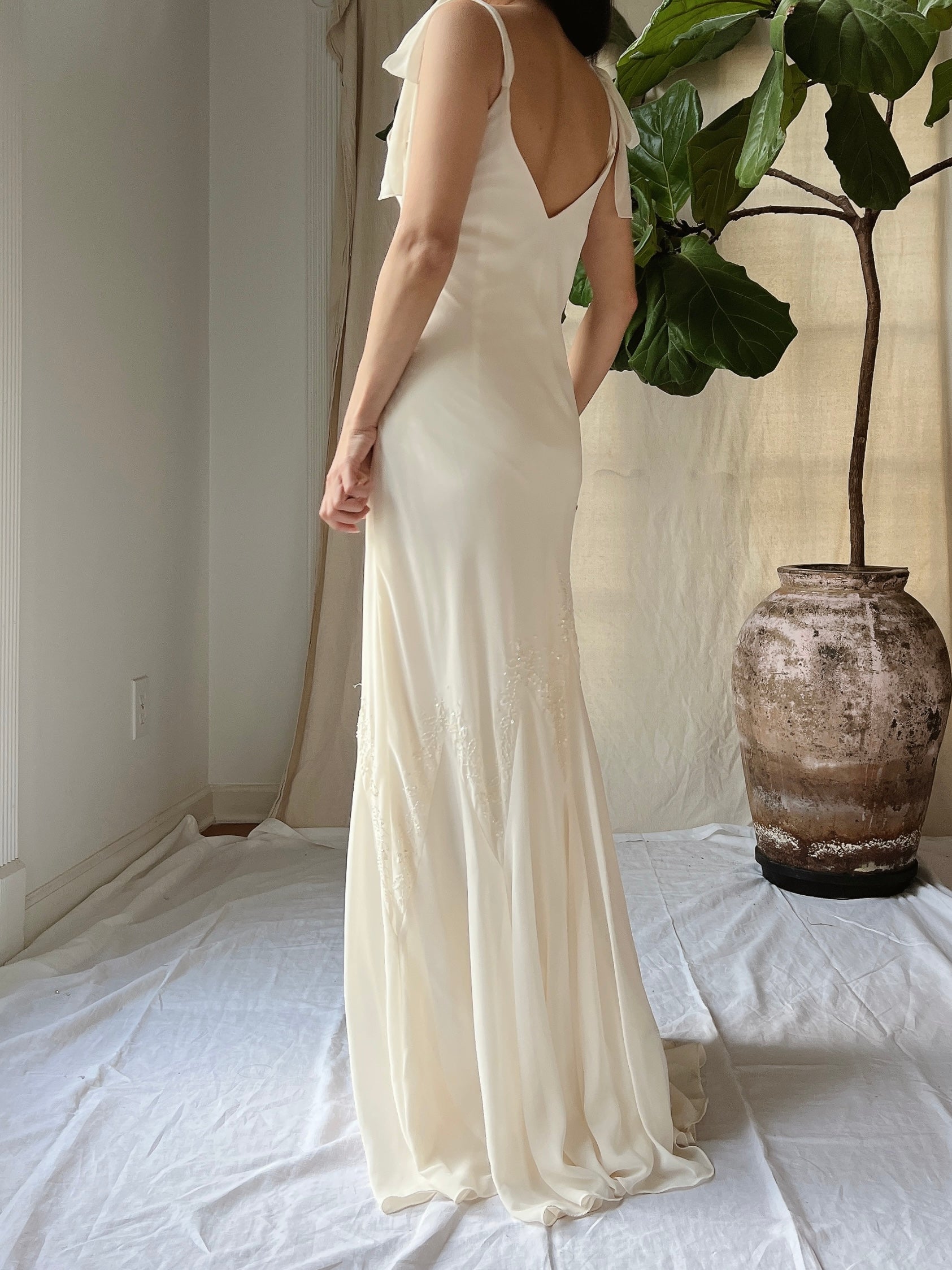 Vintage Chiffon Bias Cut Dress - S/M (4-6)