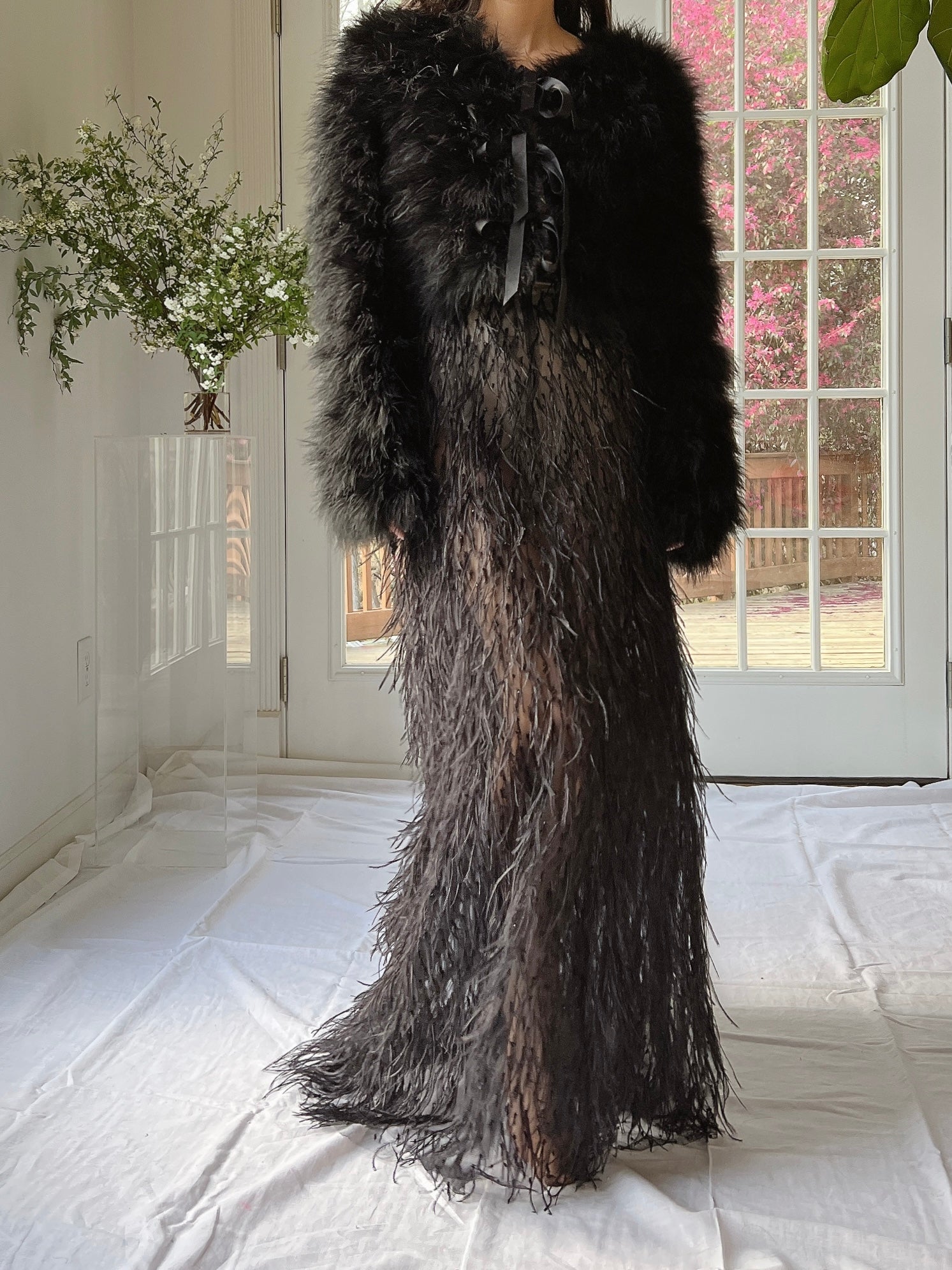 Vintage Sheer Ostrich Feather Skirt - S-M