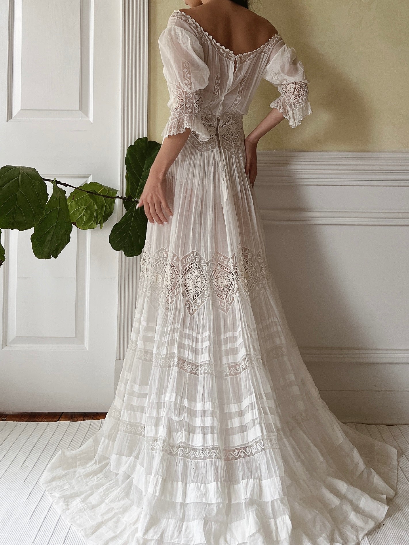 Antique Gibson Girl Cotton/Silk Gown - XS/S