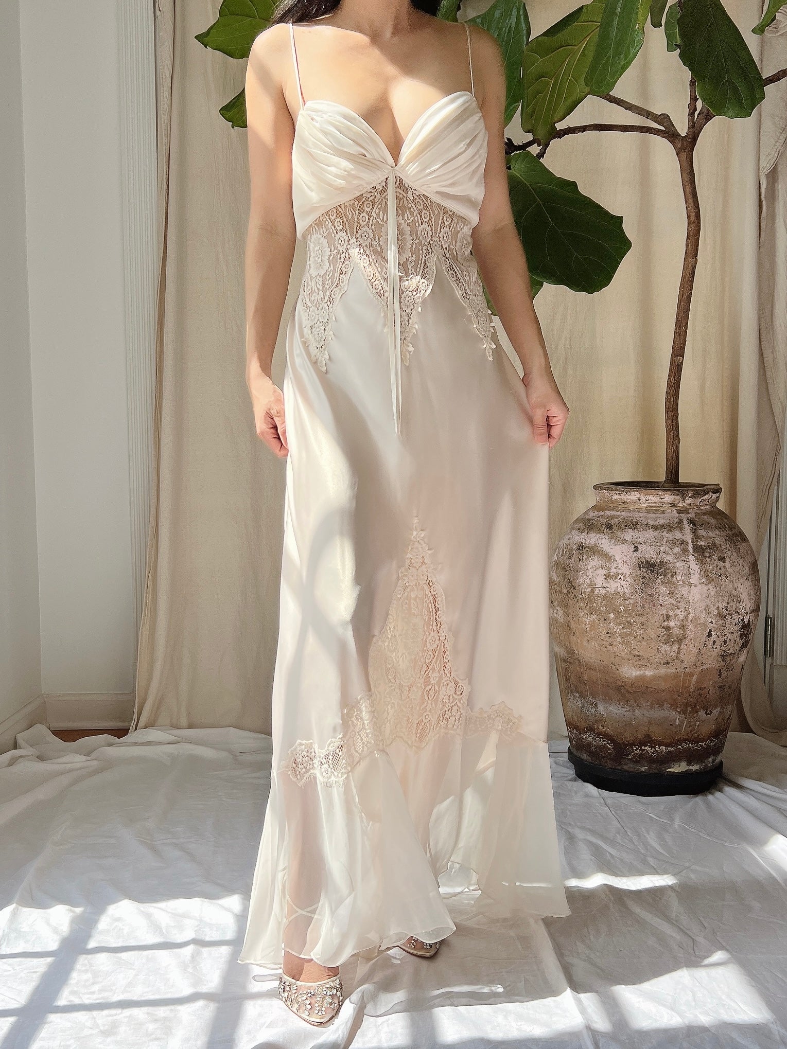 Vintage Satin Slip Dress - M