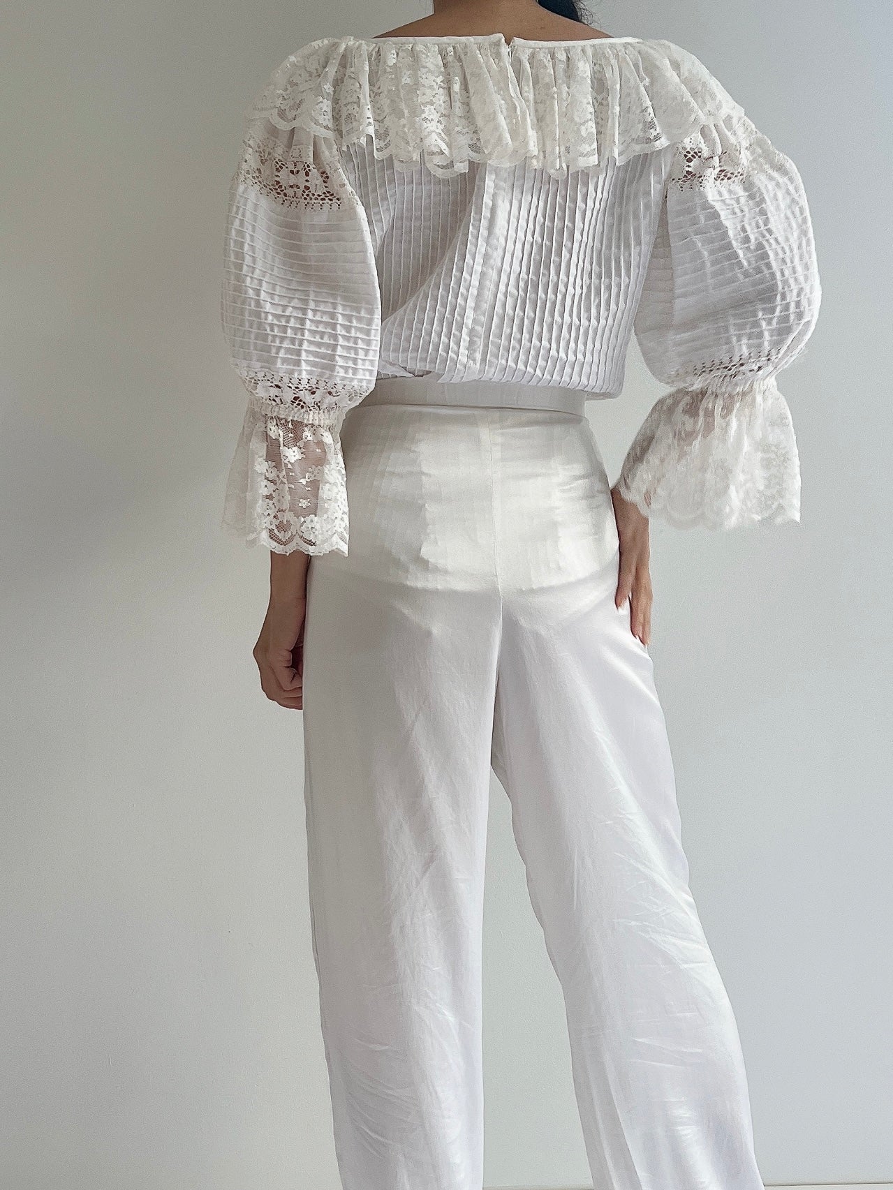 1970s Cotton Puffed Sleeves Top - M/L