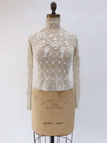 Antique Crochet Irish Lace Top - XS/S
