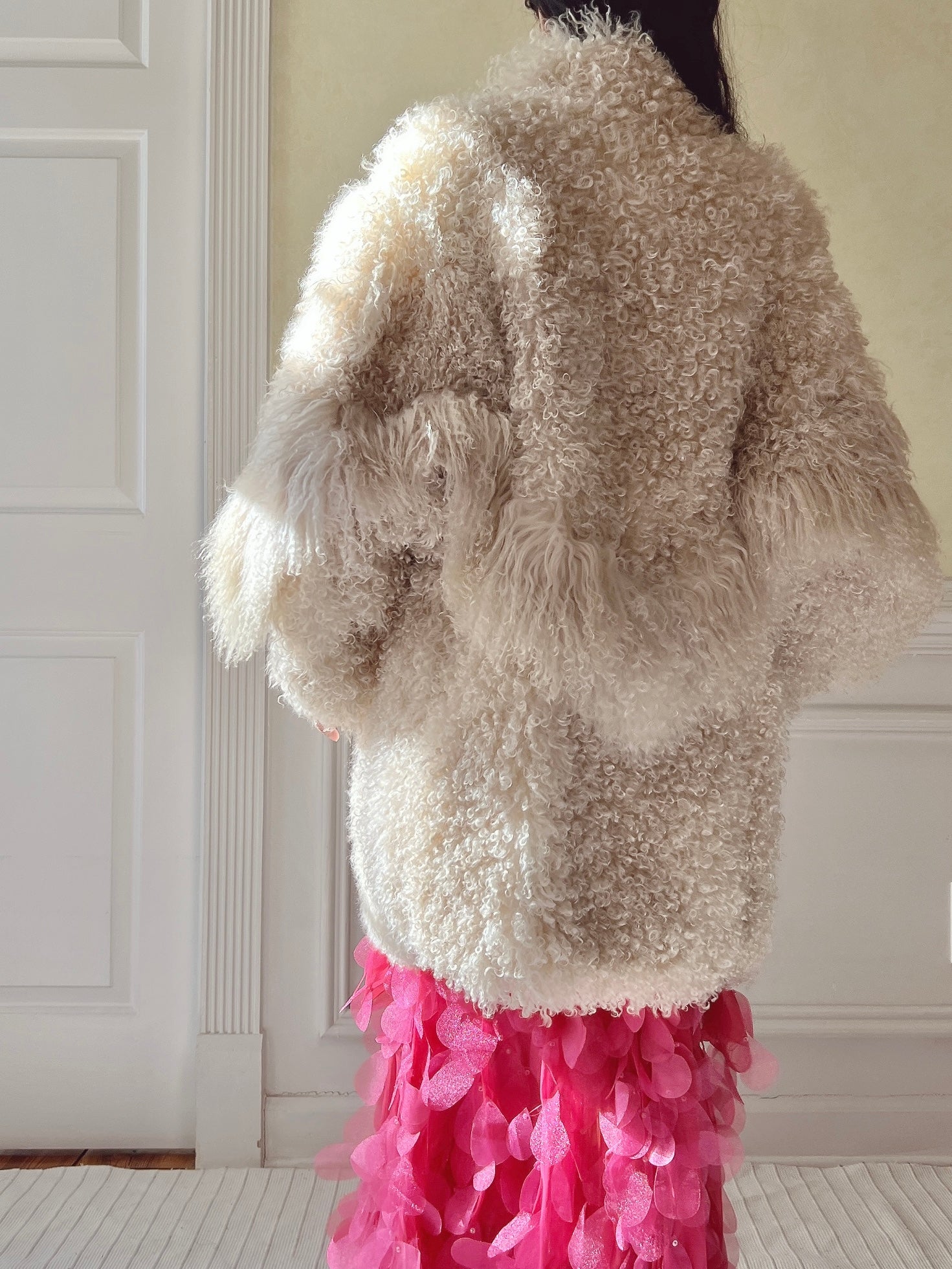 Vintage Mongolian Sheared Lamb Coat - M/L