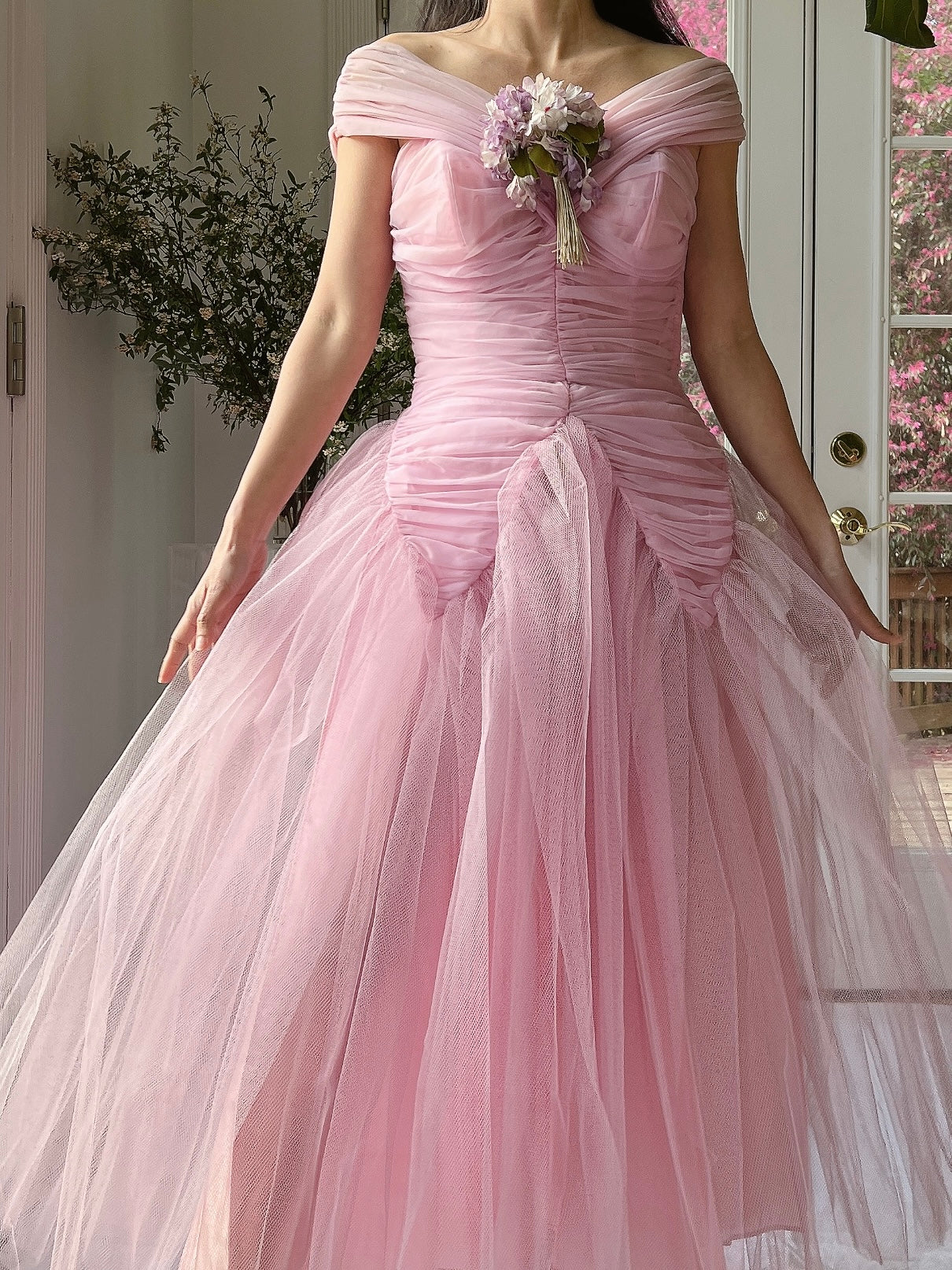 1950s Lilac Ruche Dress - XS