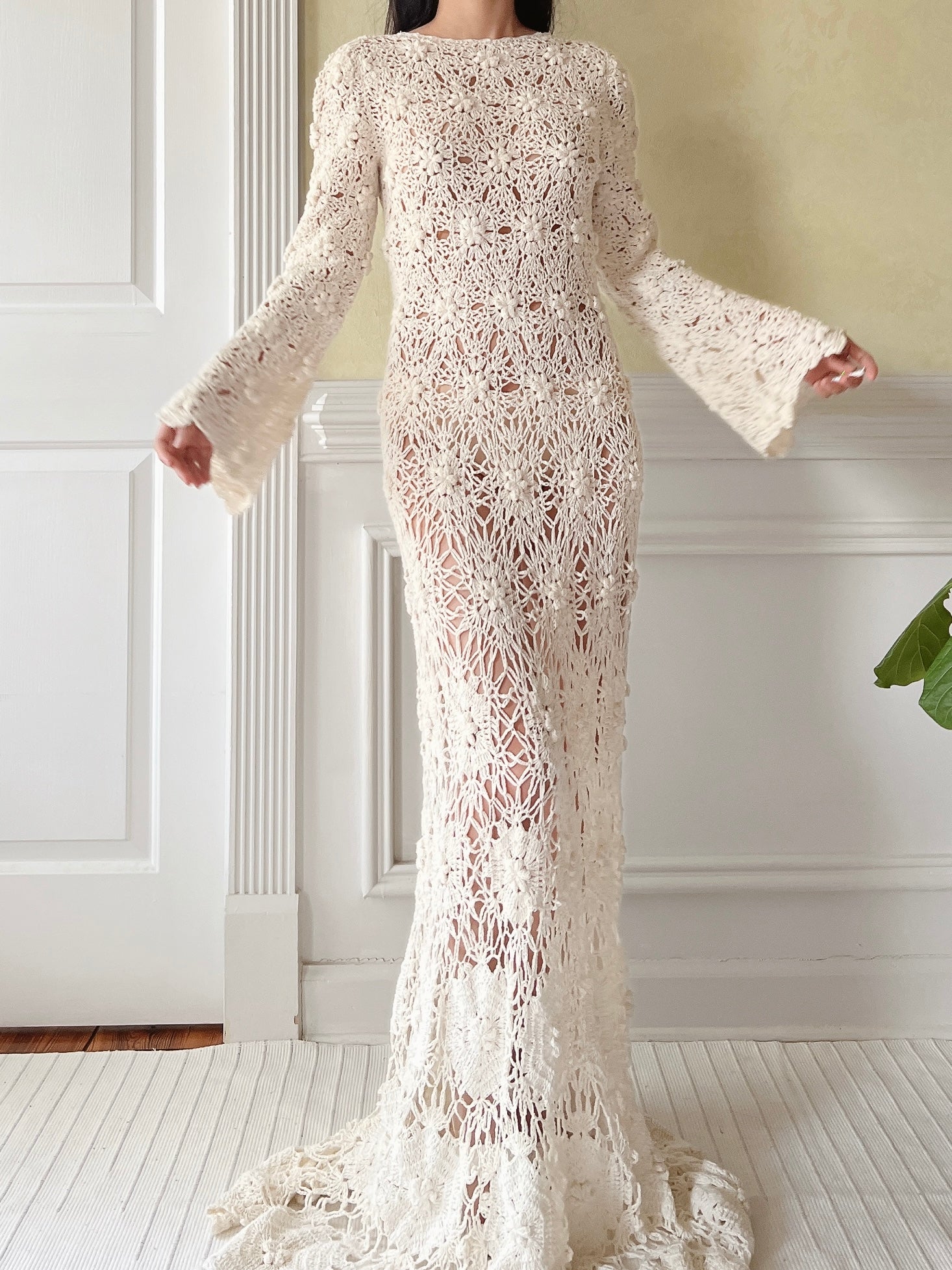 Vintage Hand Crochet Dress - S-L