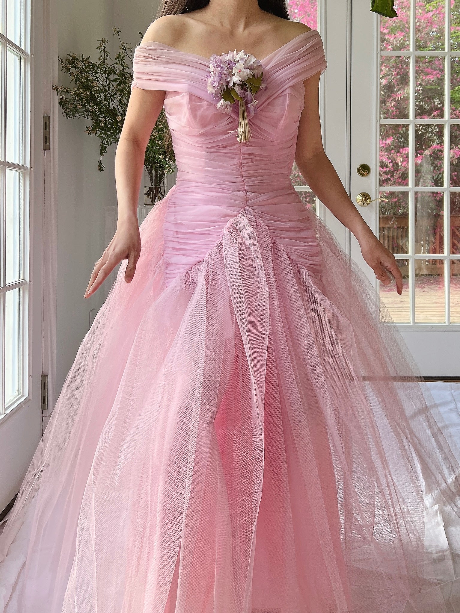 1950s Lilac Ruche Dress - XS