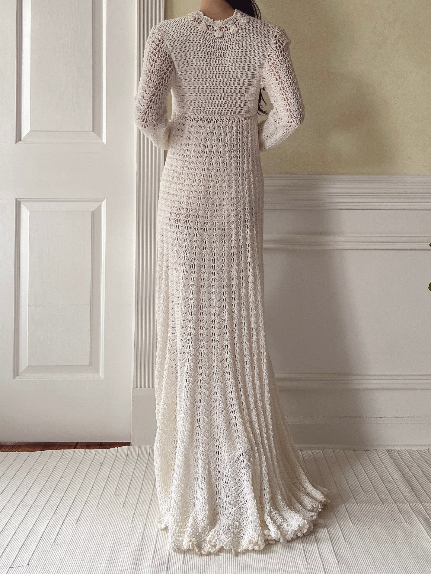 Vintage Knit Crochet Dress - XS-M