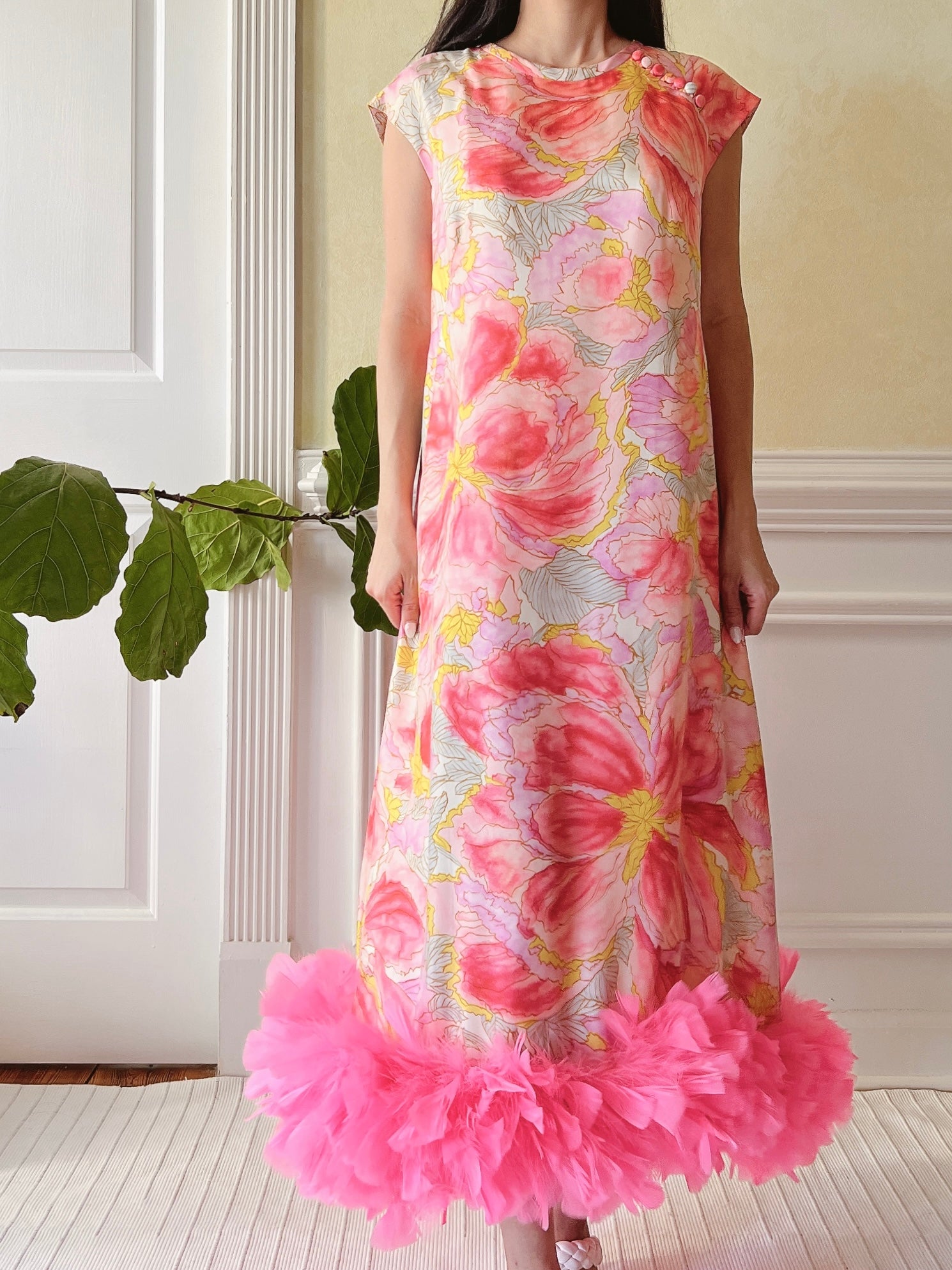 1960s Silk Watercolor Dress  - M/L