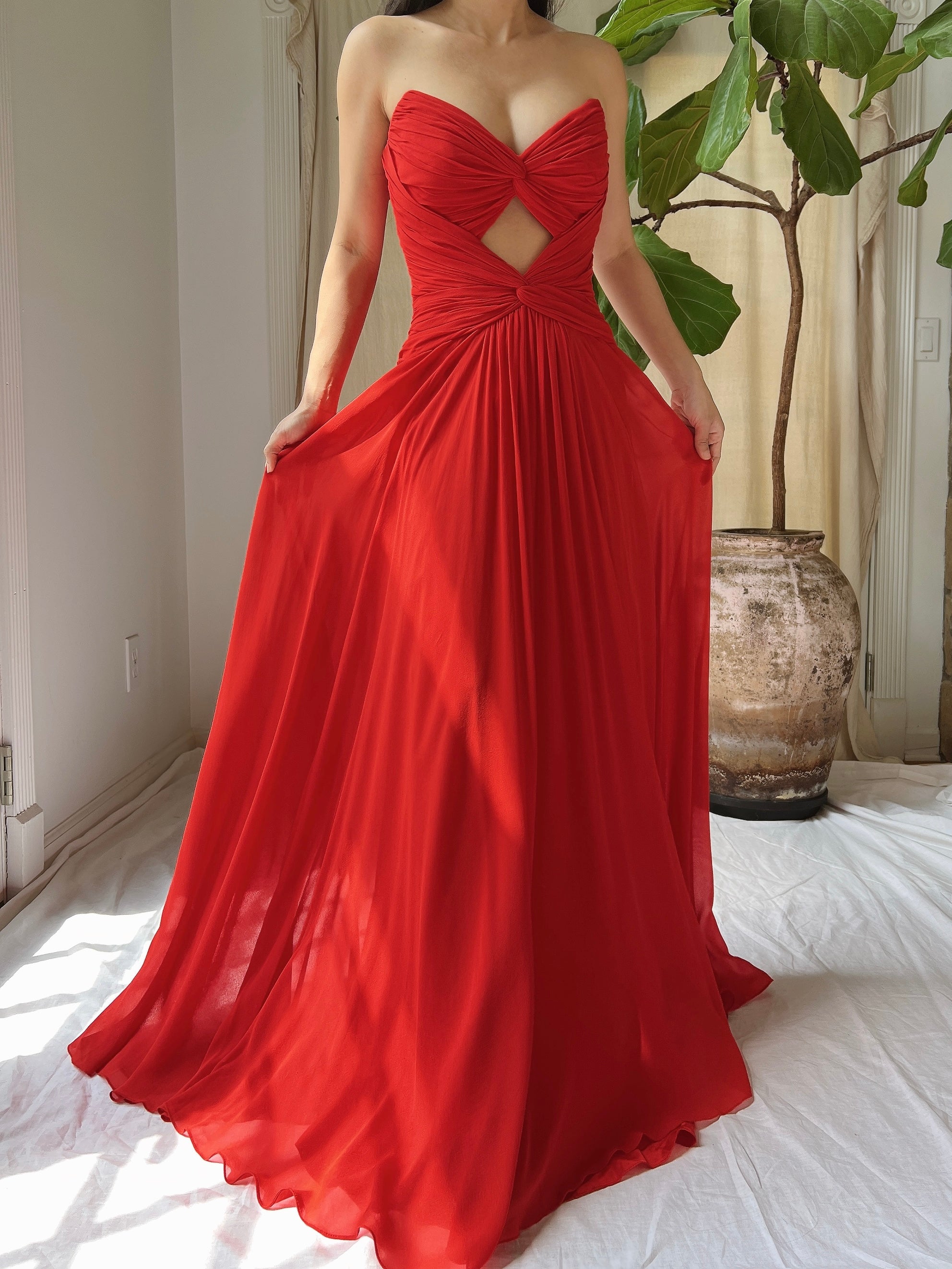 Vintage Silk Ruche Dress - XS