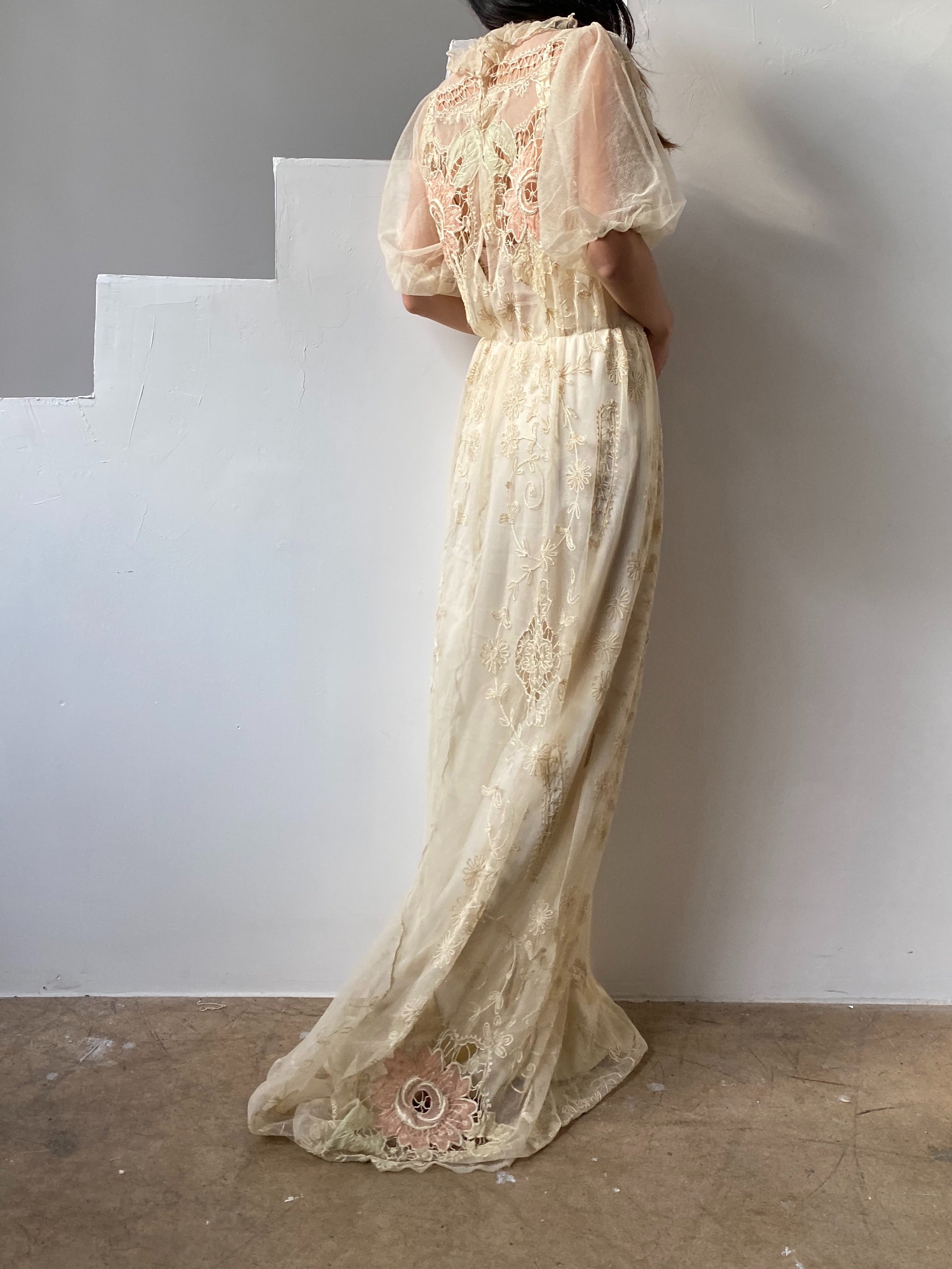 Antique Lace Tambour Gown - S