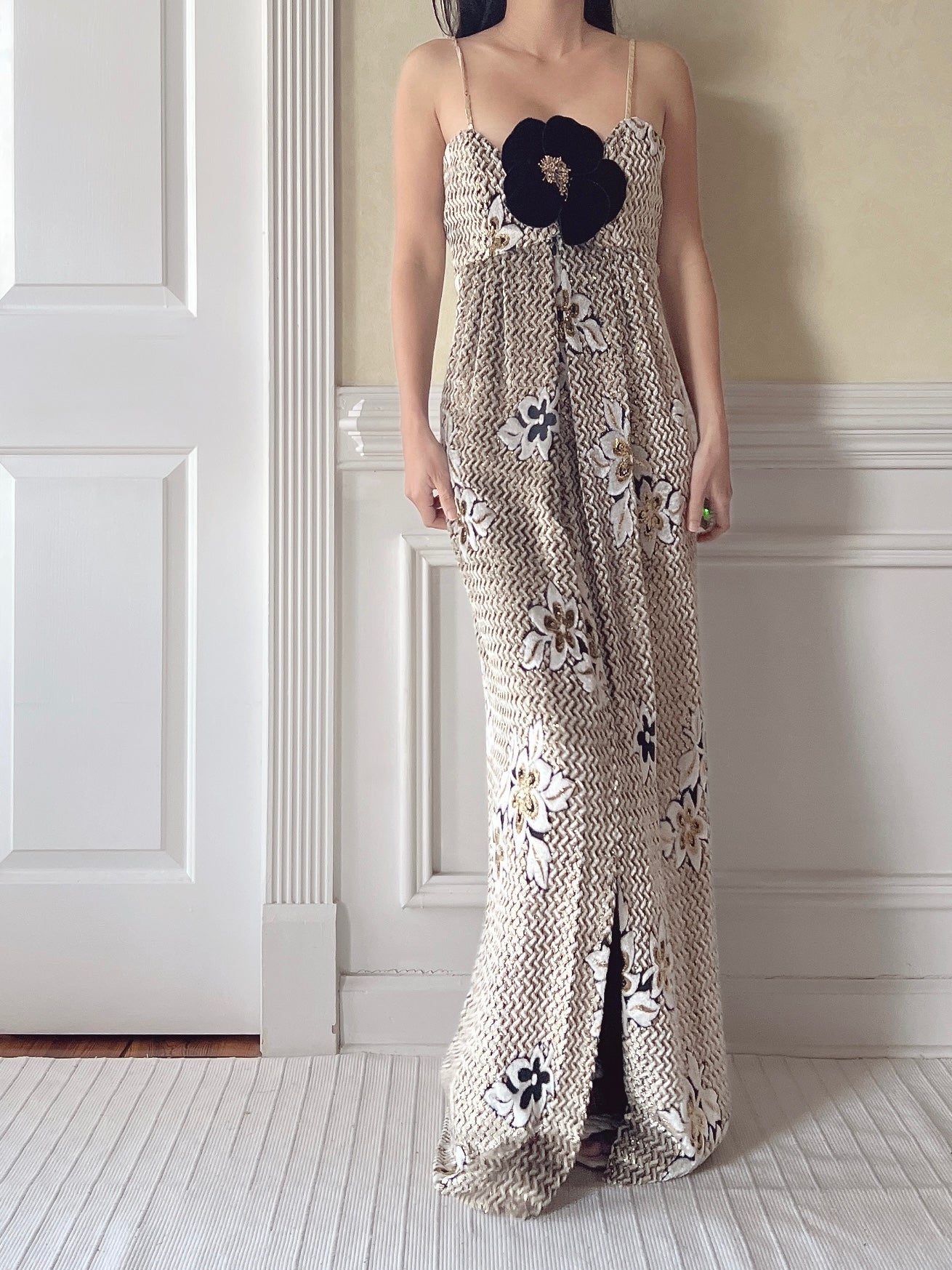 Vintage Velvet/Lurex Sweetheart Draped Dress - M