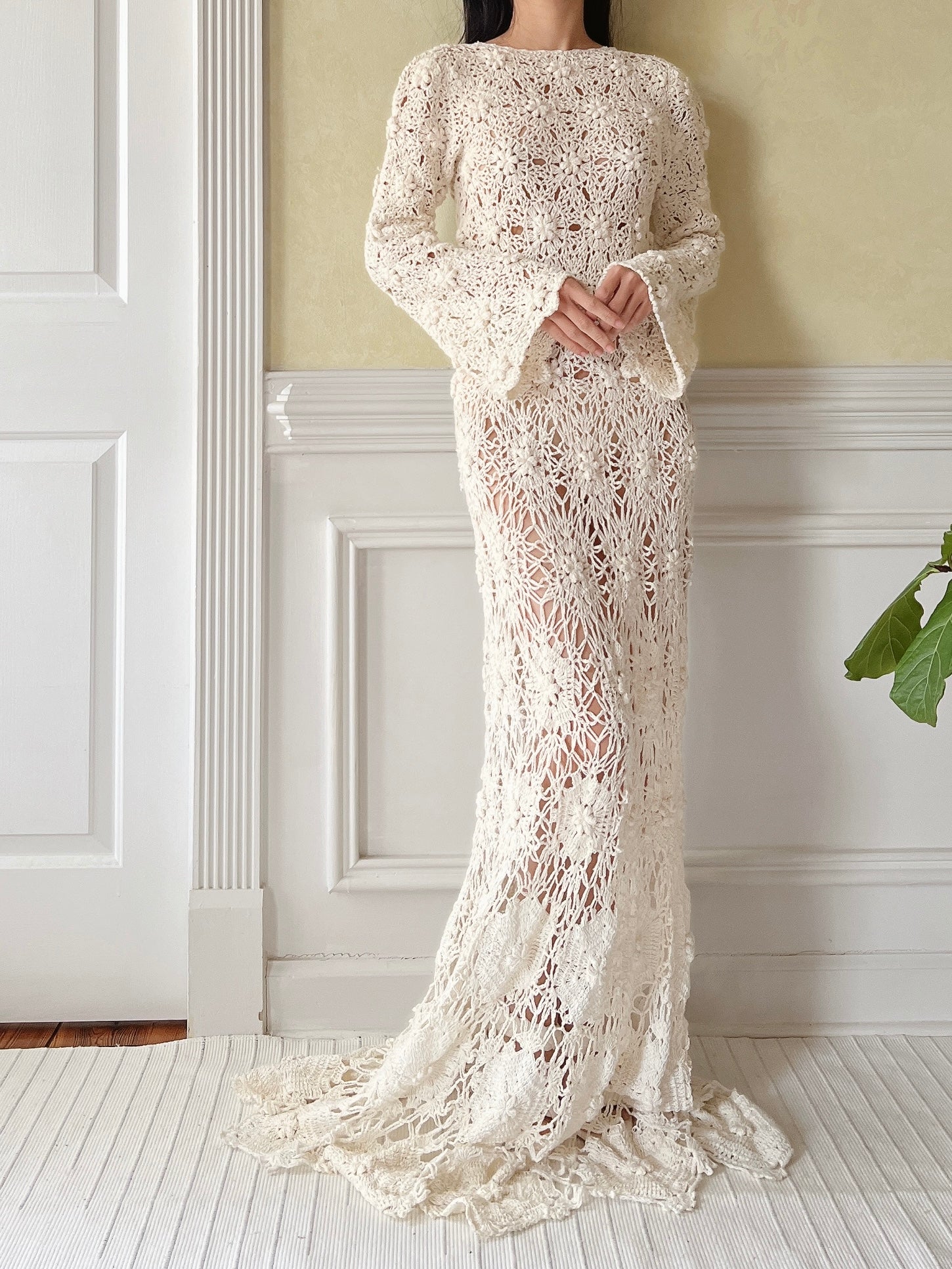 Vintage Hand Crochet Dress - S-L