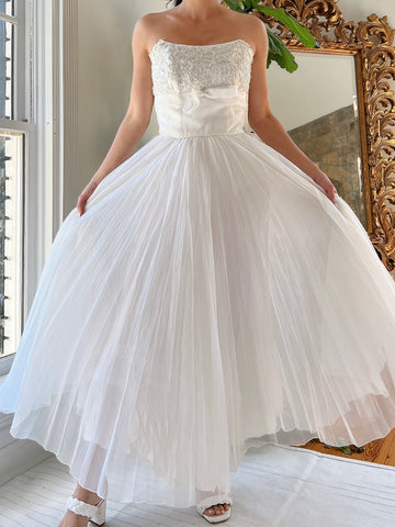 1950s Pleated Nylon Dress - XS