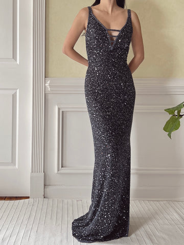 Vintage Silk Beaded Dress - S