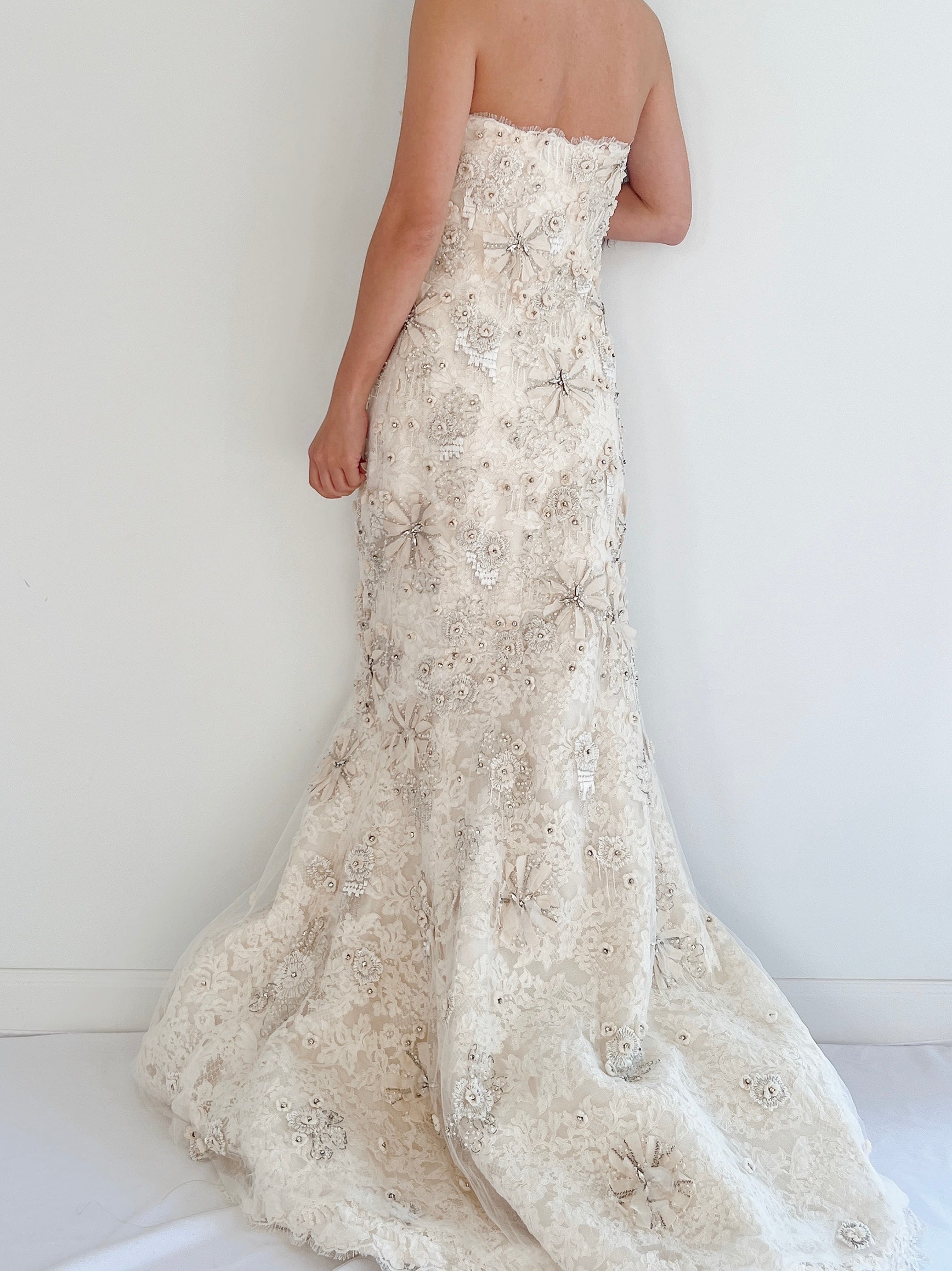 Monique Llhuilier 3D Lace Gown - S/4