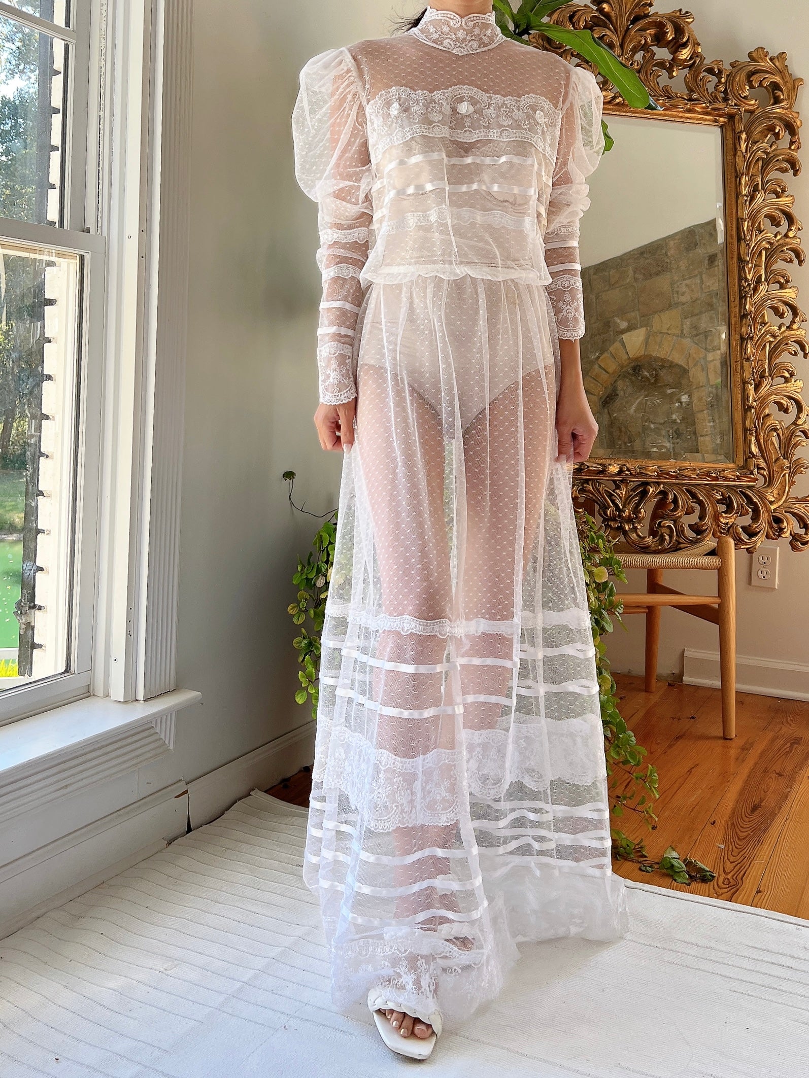 Vintage Sheer Net Dress - S/M