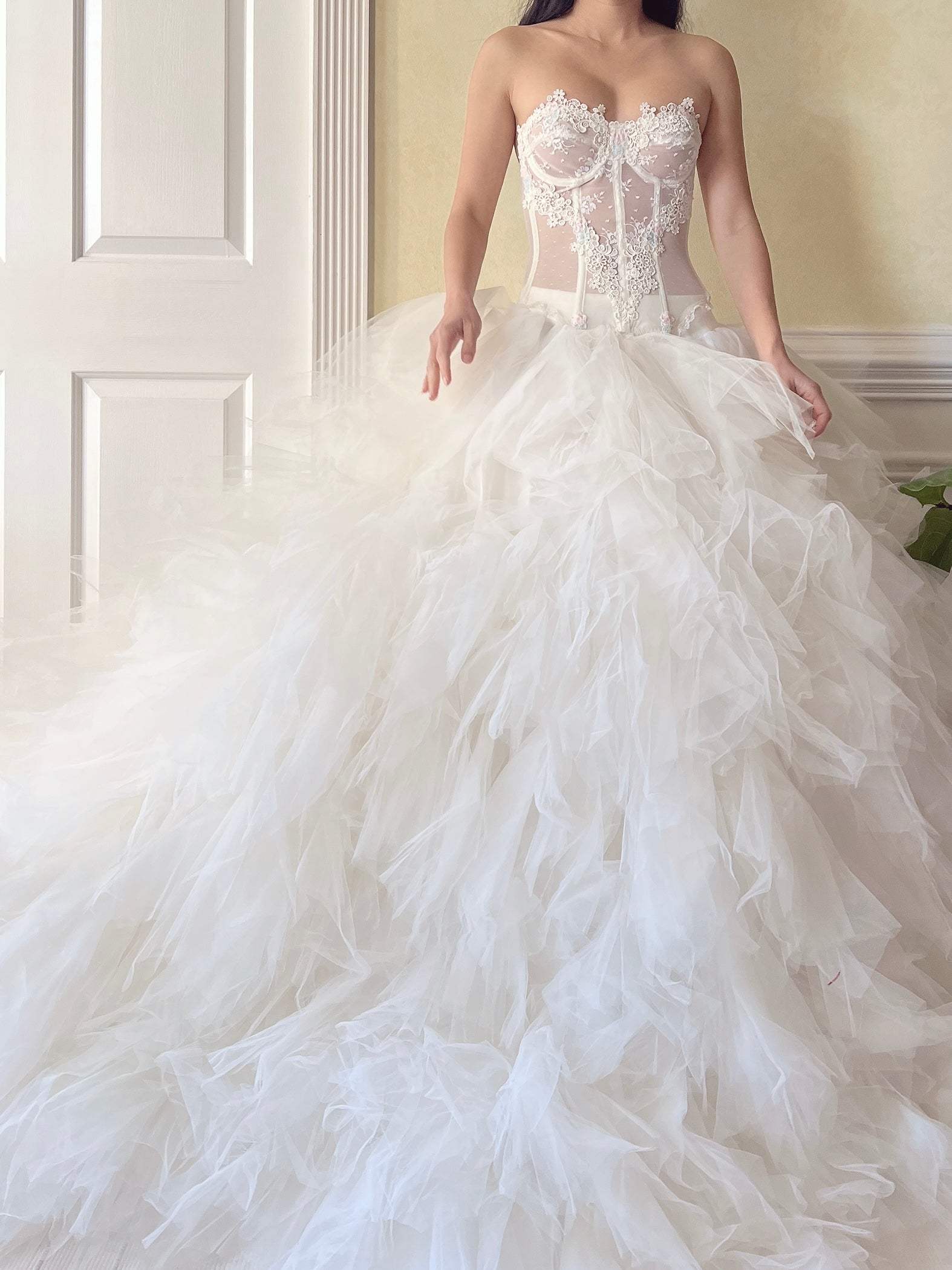 Vintage Tulle Ruffle Skirt - M/29”