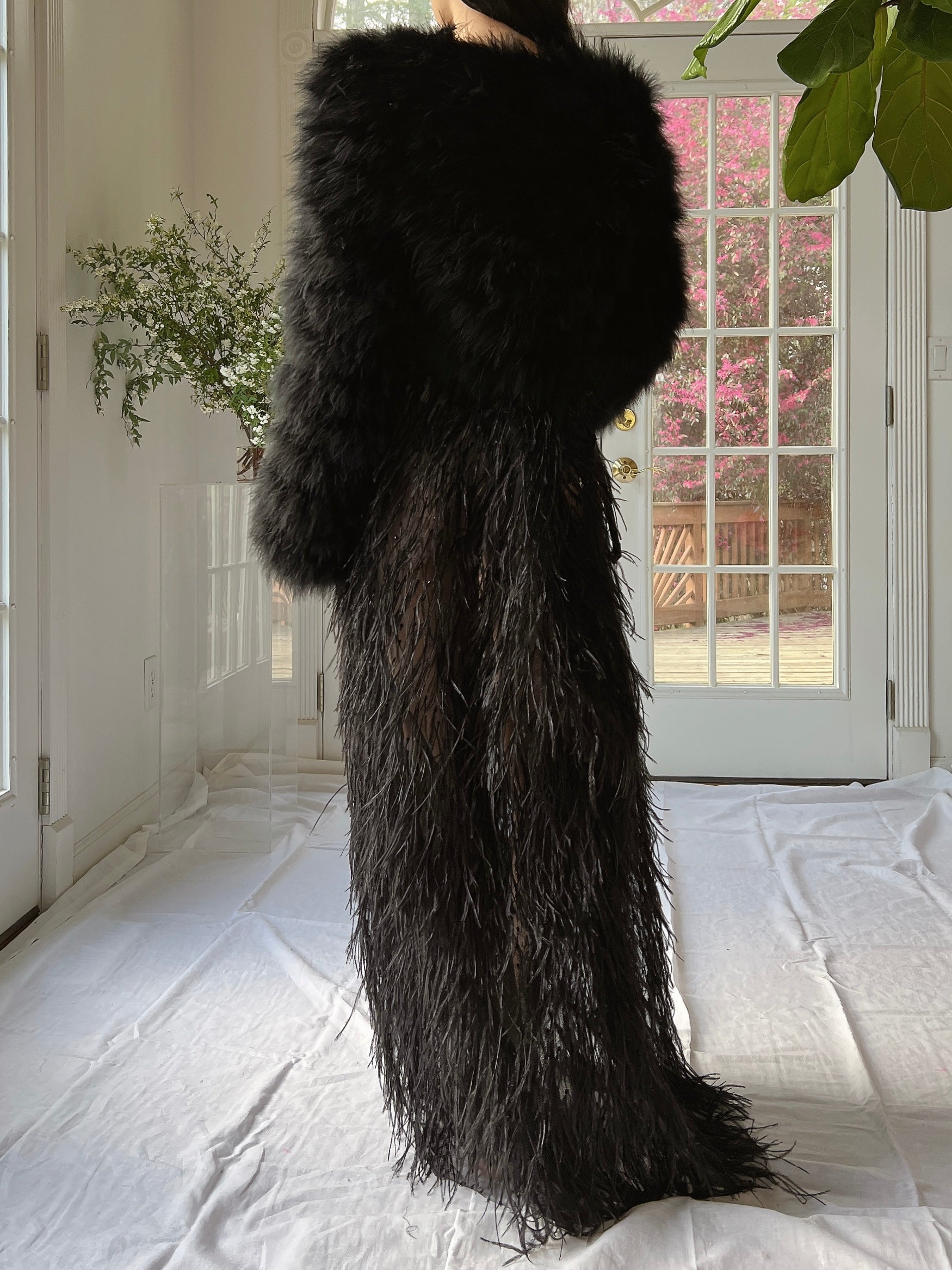 Vintage Sheer Ostrich Feather Skirt - S-M