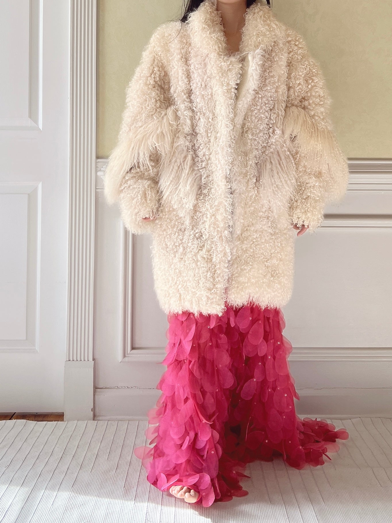 Vintage Mongolian Sheared Lamb Coat - M/L