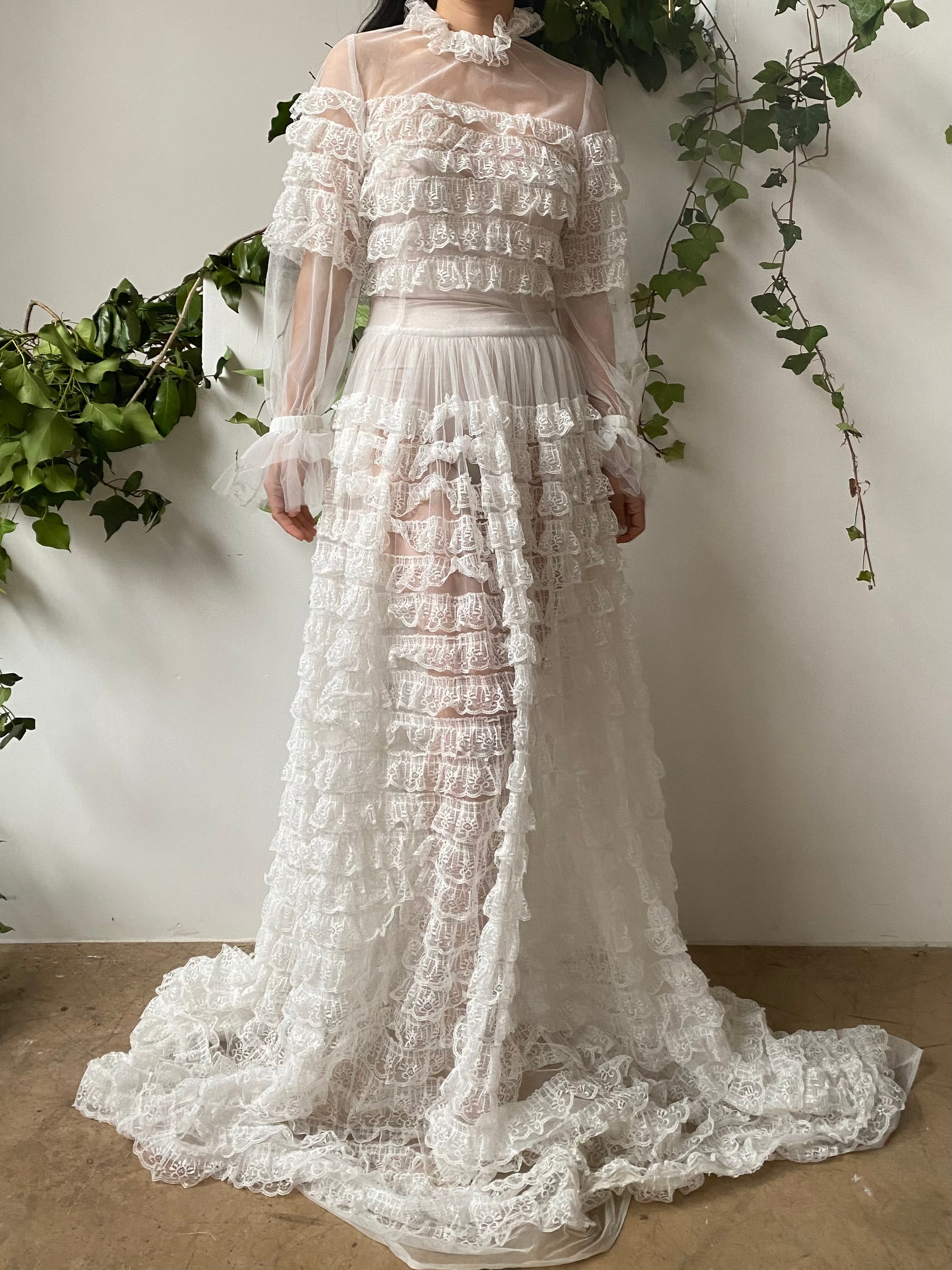 Ruffle Sheer Sheer Dress -  S/M