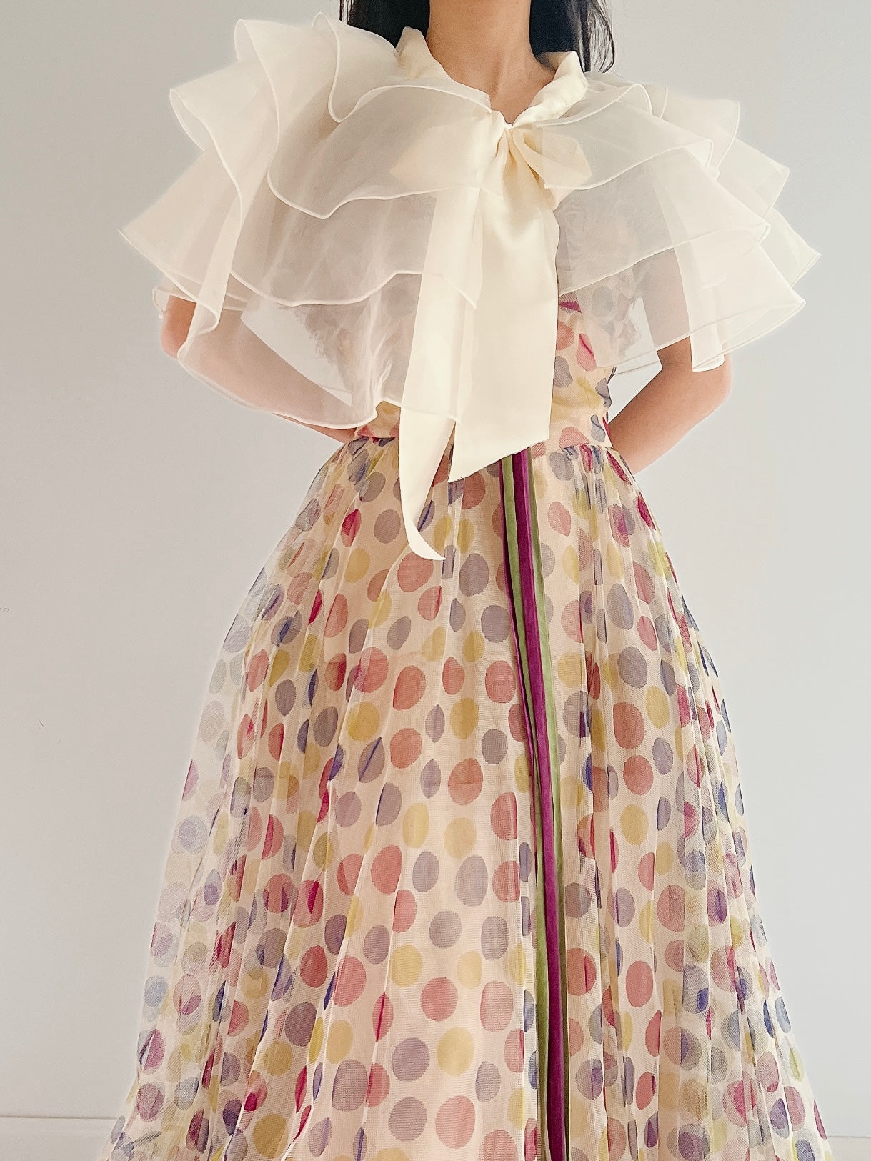 Vintage Satin Ribbon Organza Cape