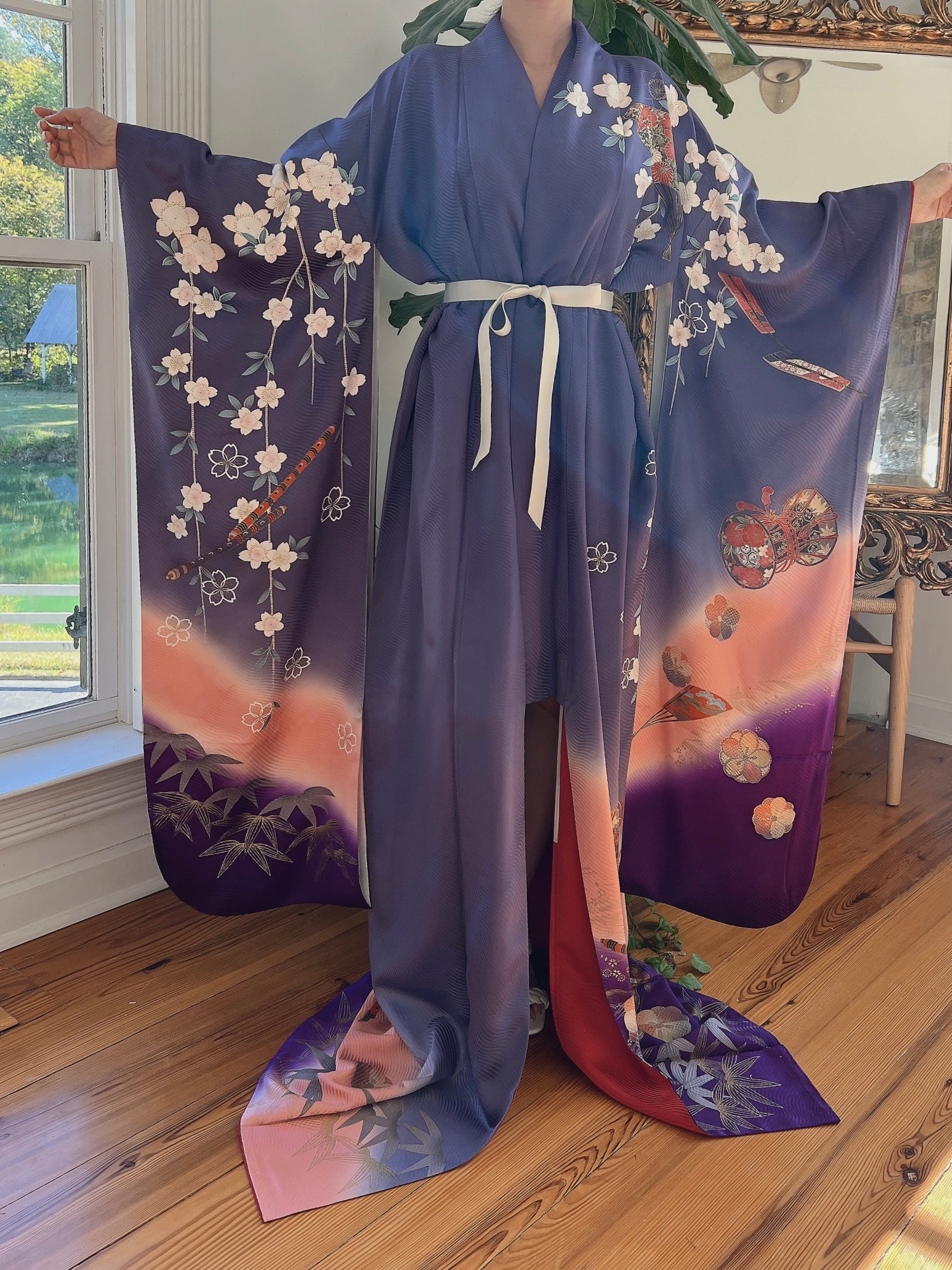 Vintage Purple Silk Kimono - OSFM