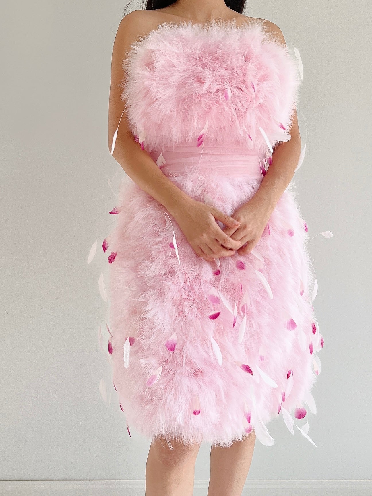 NWT Pamela Roland Pink Feather Dress - S/4