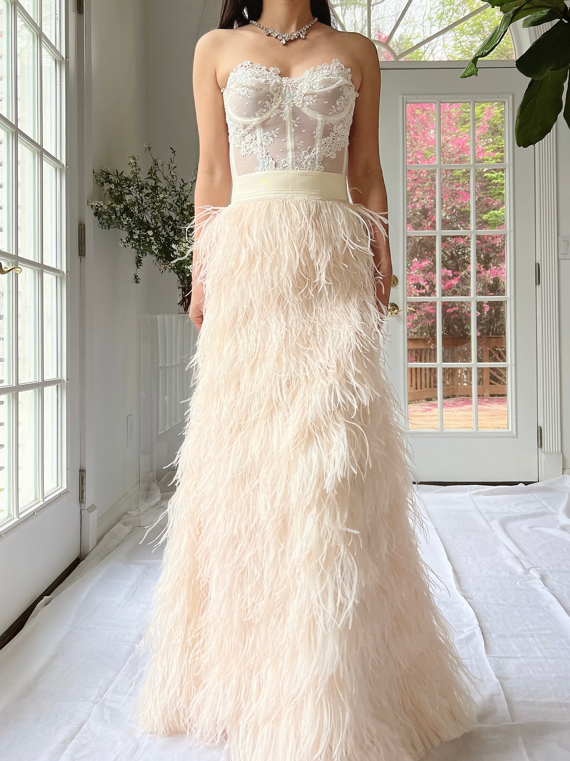 Vintage Almond Feather Skirt - S/M