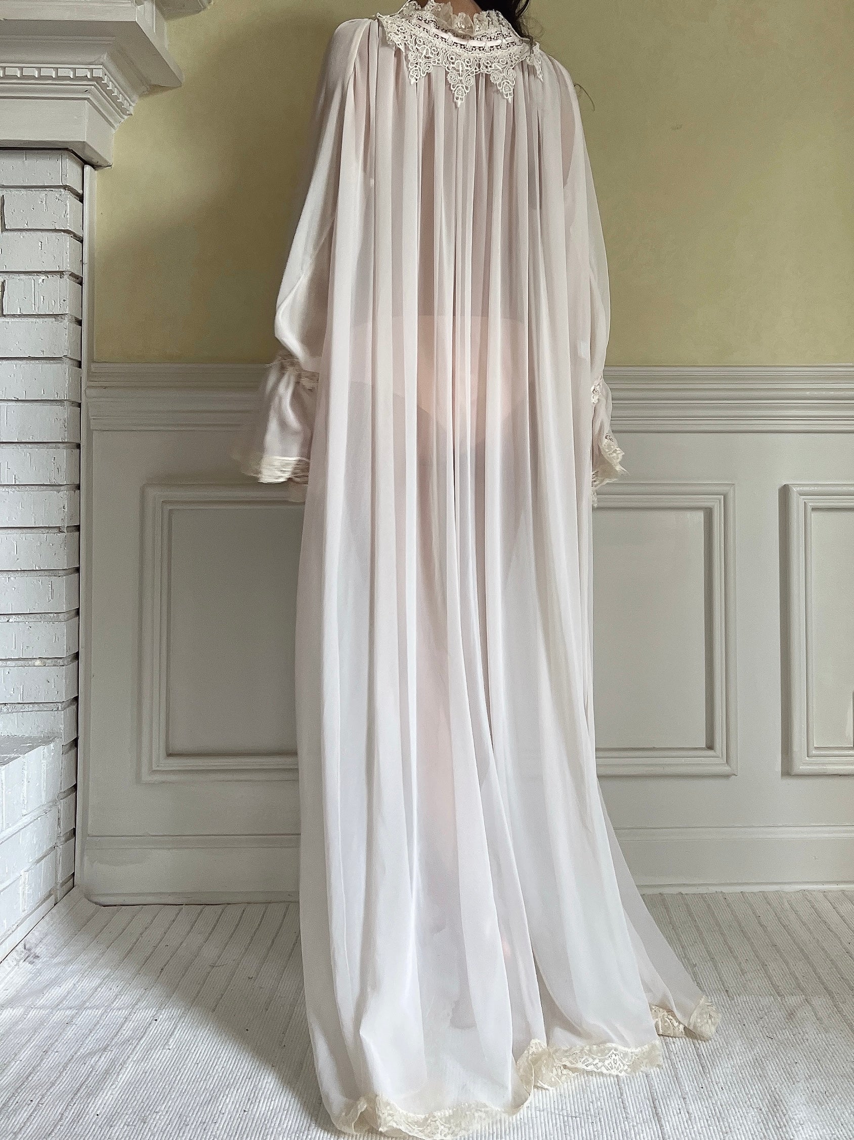 Vintage Chiffon Poet Sleeve Dressing Gown - OSFM