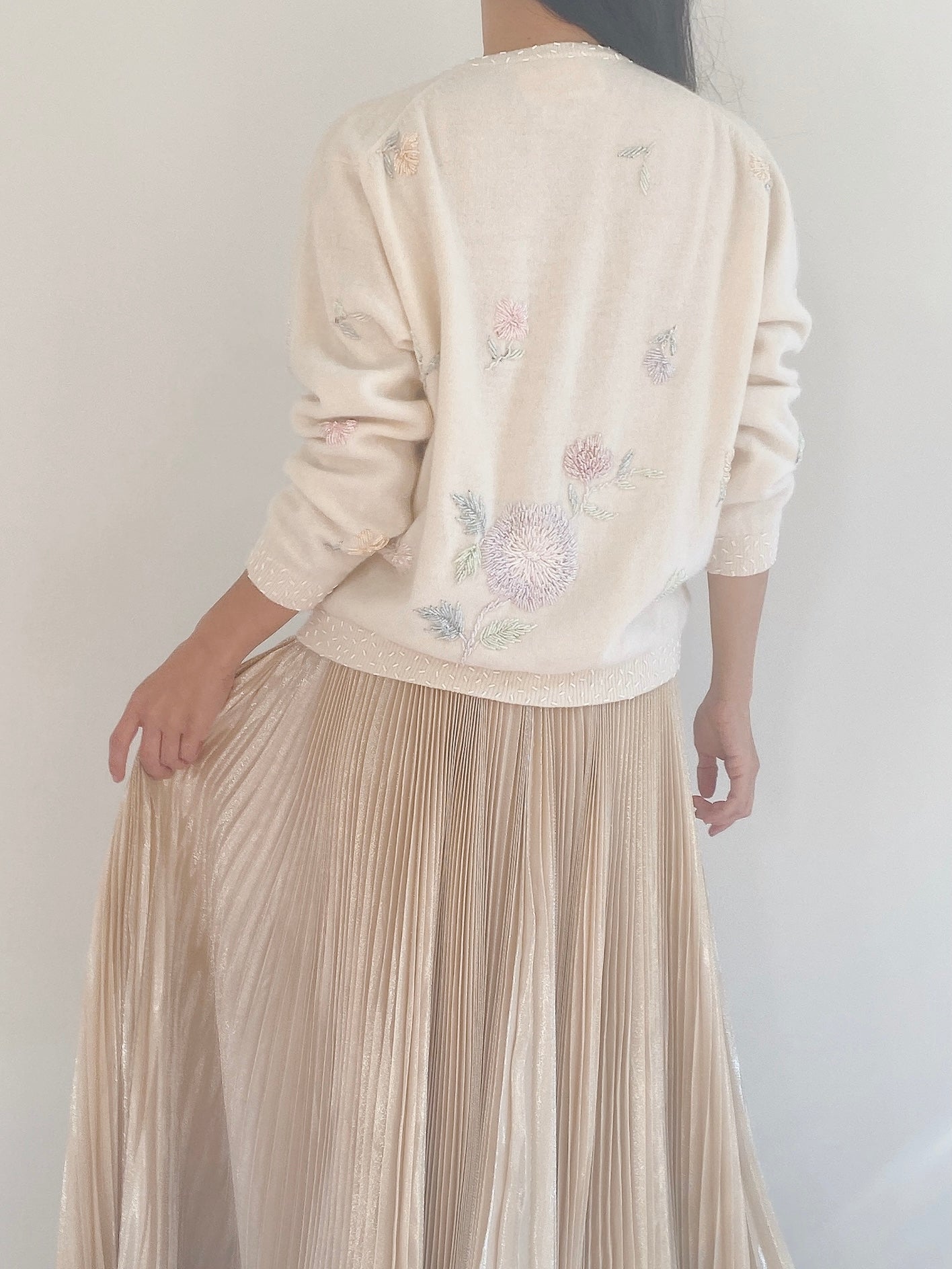 Vintage Angora Beaded Cardigan - S/M