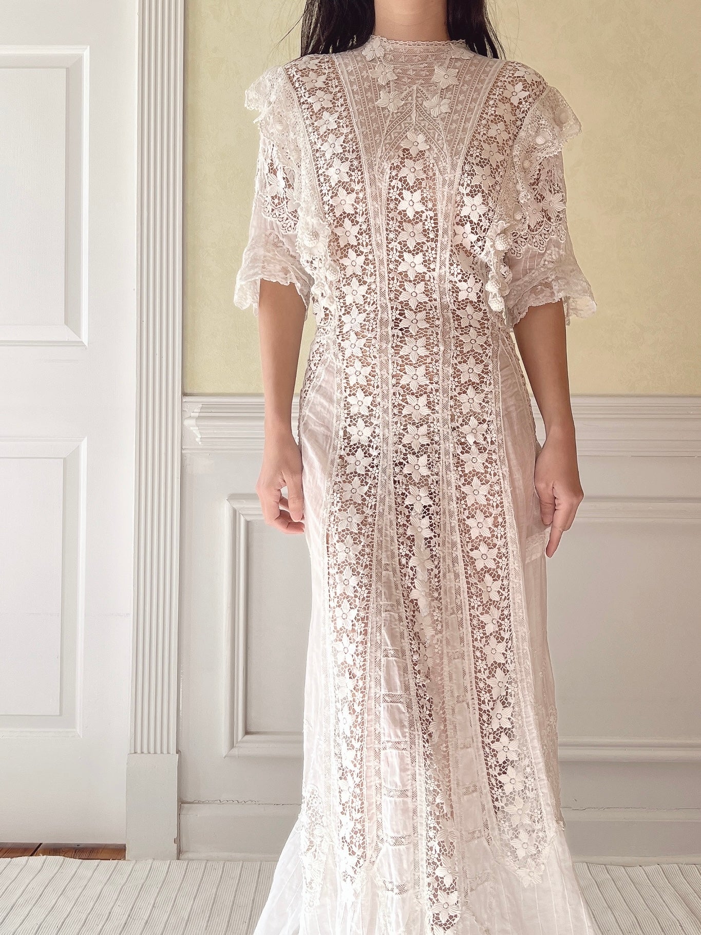 Antique Silk/Cotton Batiste Dress - S