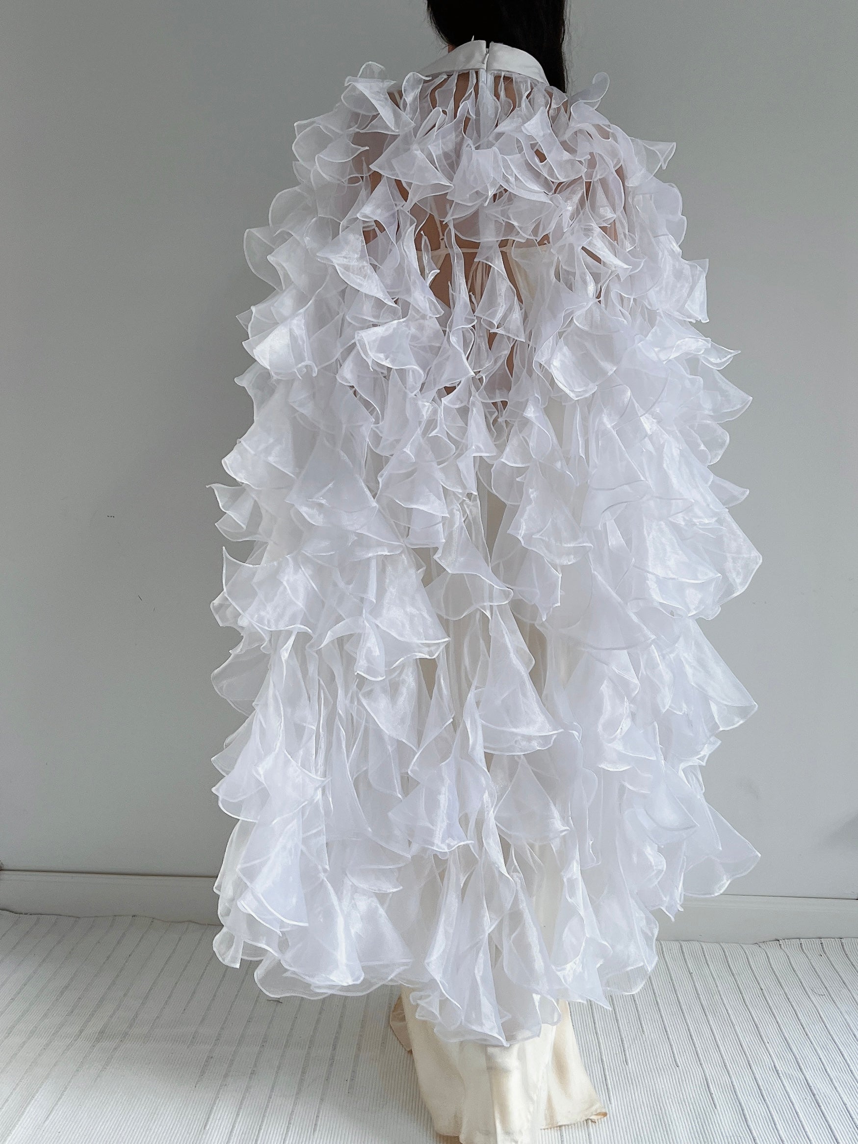Y2K White Sheer Cape - OSFM