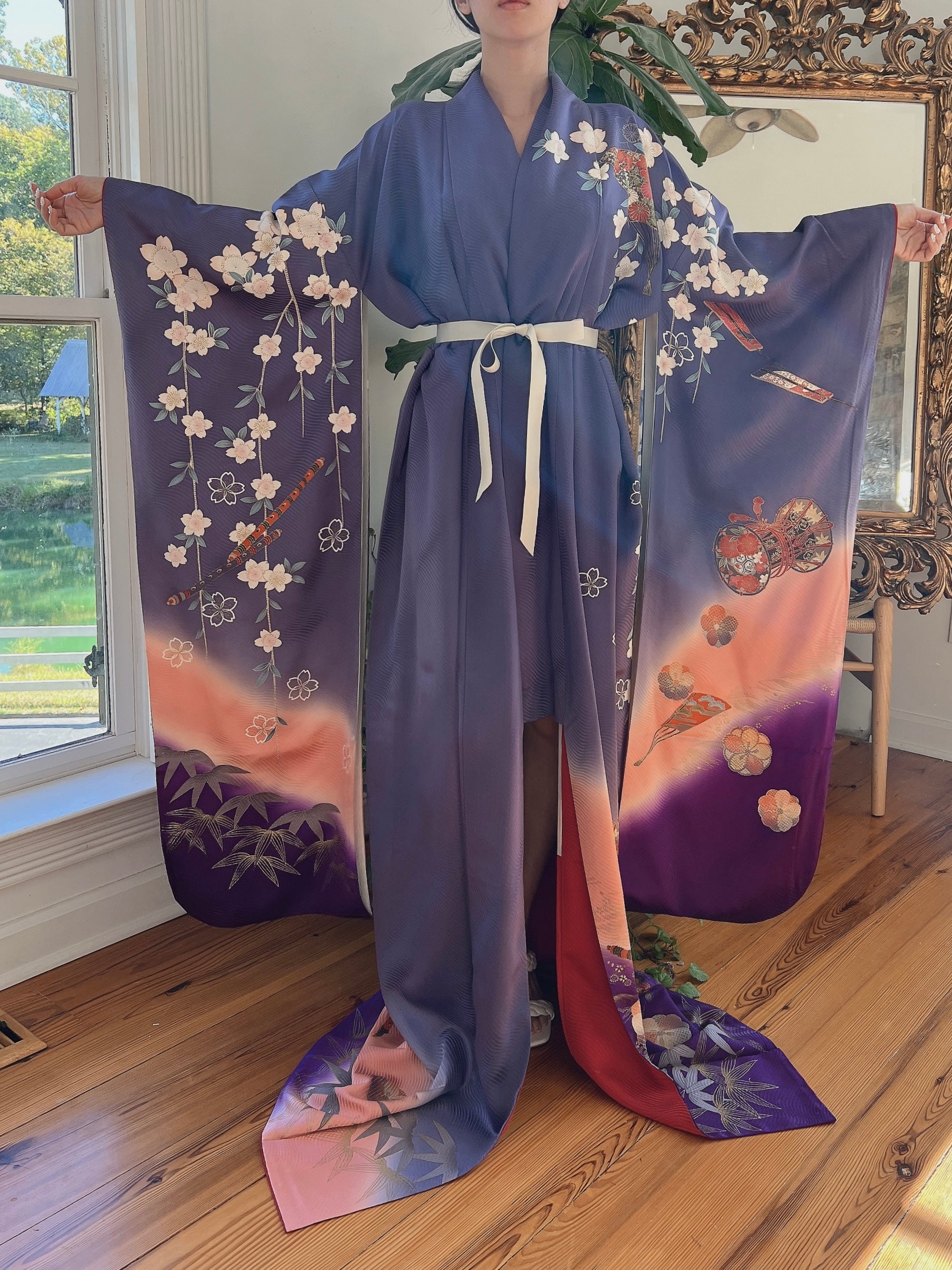 Vintage Purple Silk Kimono - OSFM