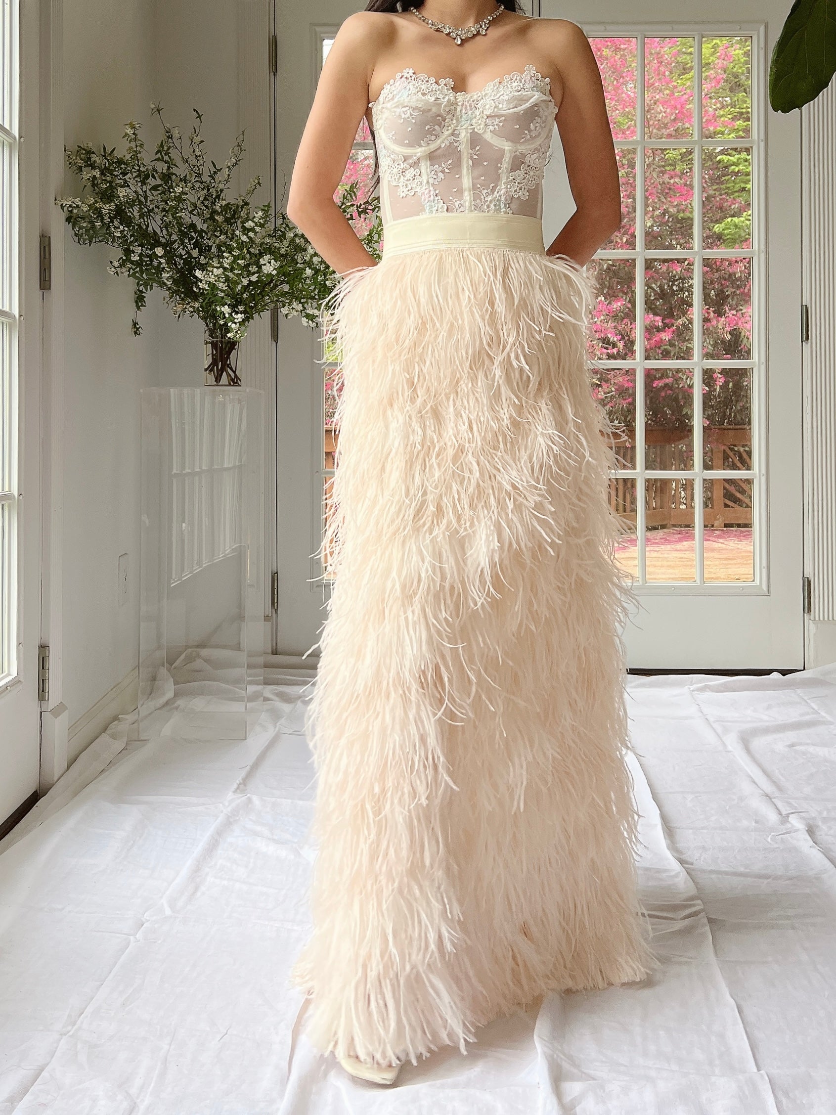 Vintage Almond Feather Skirt - S/M