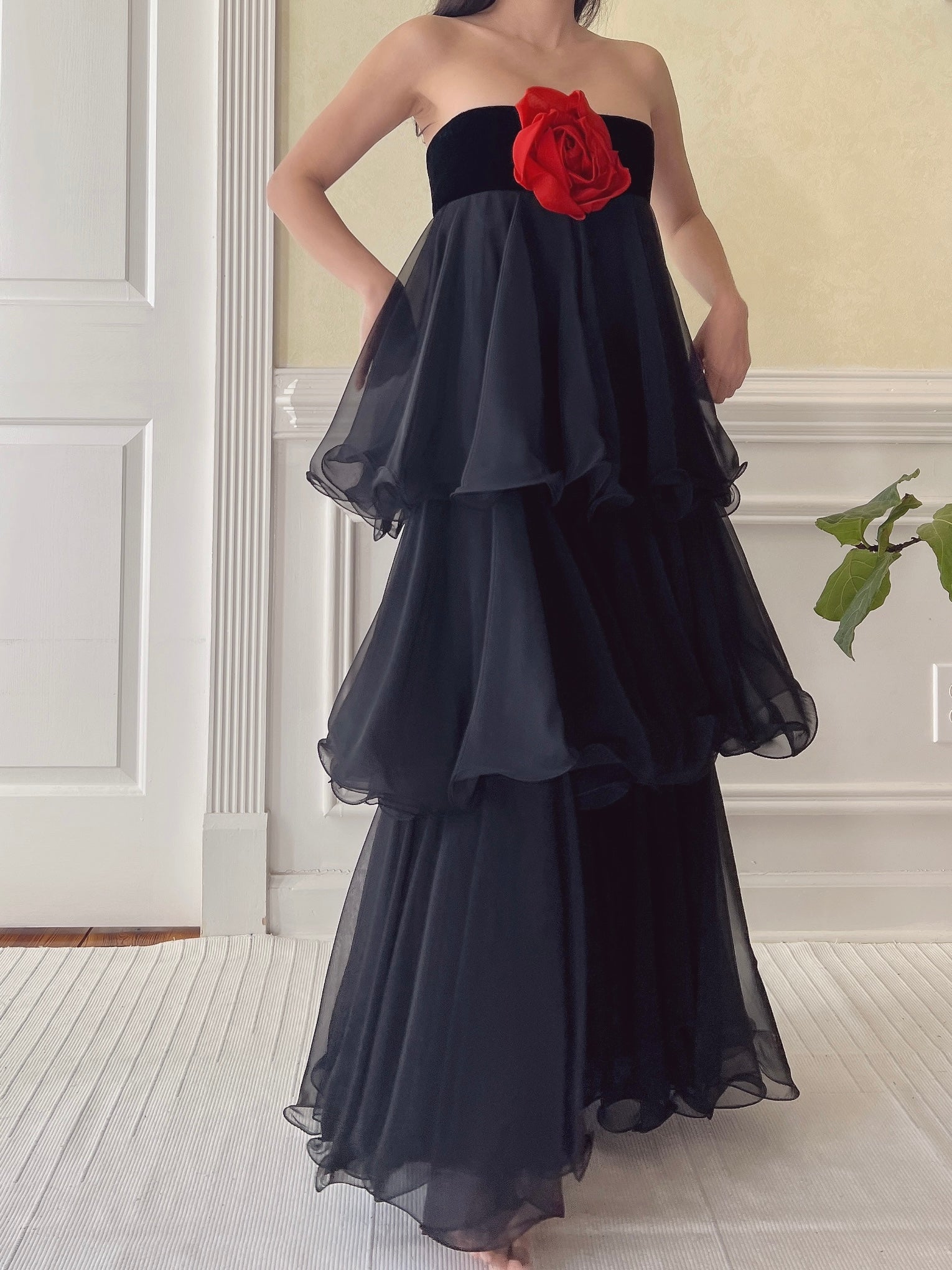 Vintage Chiffon Tiered Dress - XS
