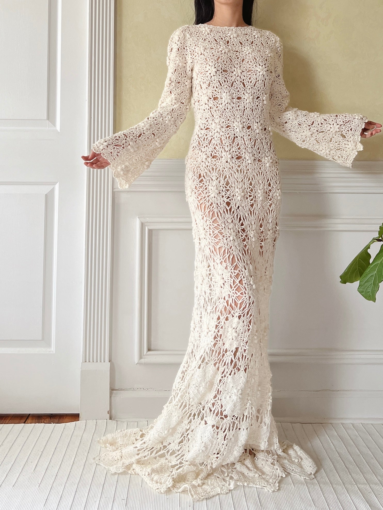 Vintage Hand Crochet Dress - S-L