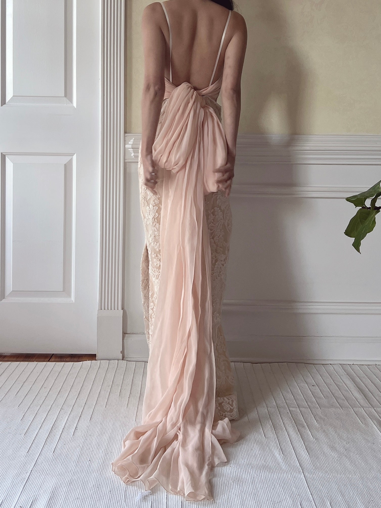 Vintage Peggy Jennings Silk and Lace Gown - S