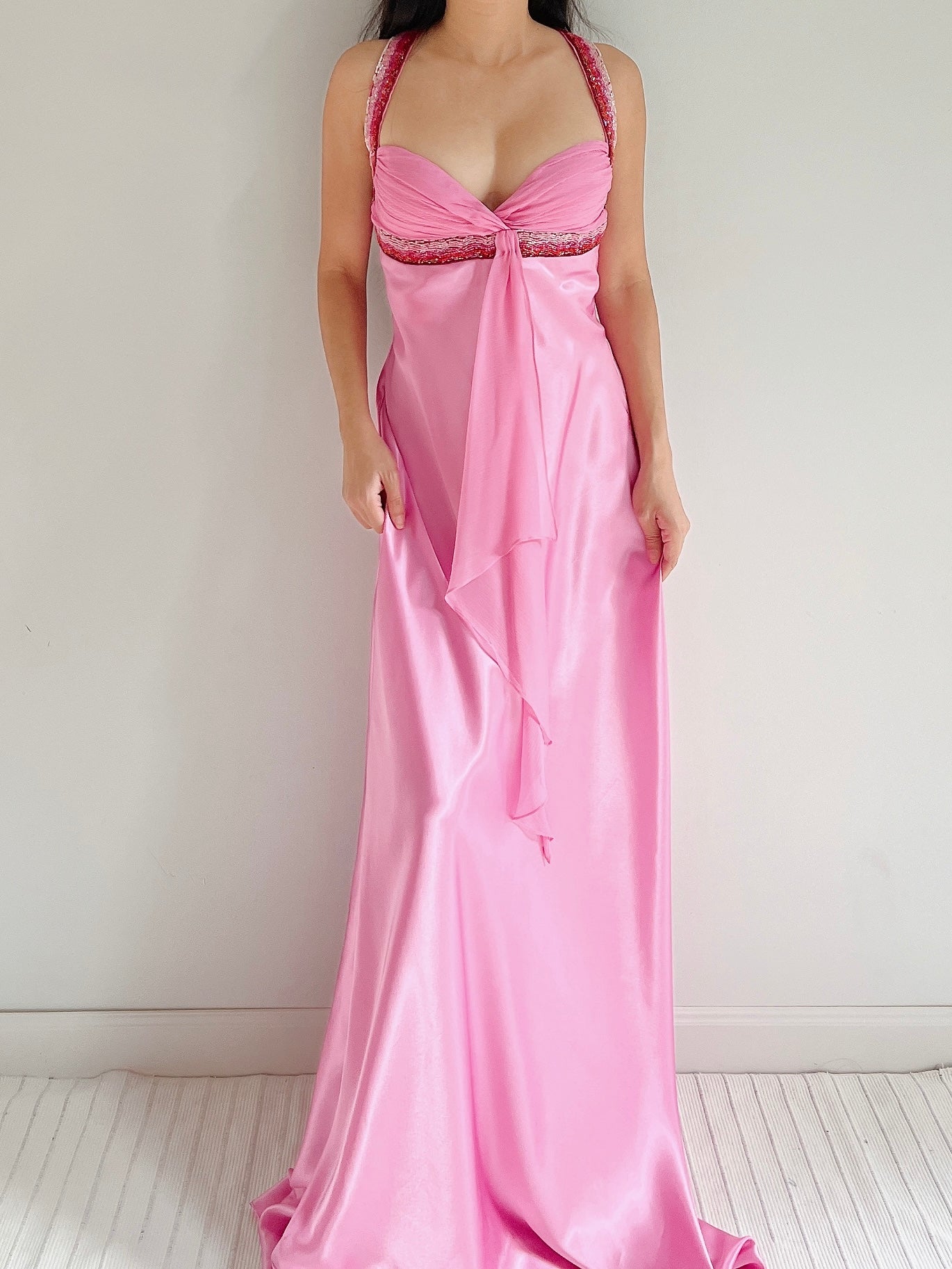 Y2K Hot Pink Satin Gown - M
