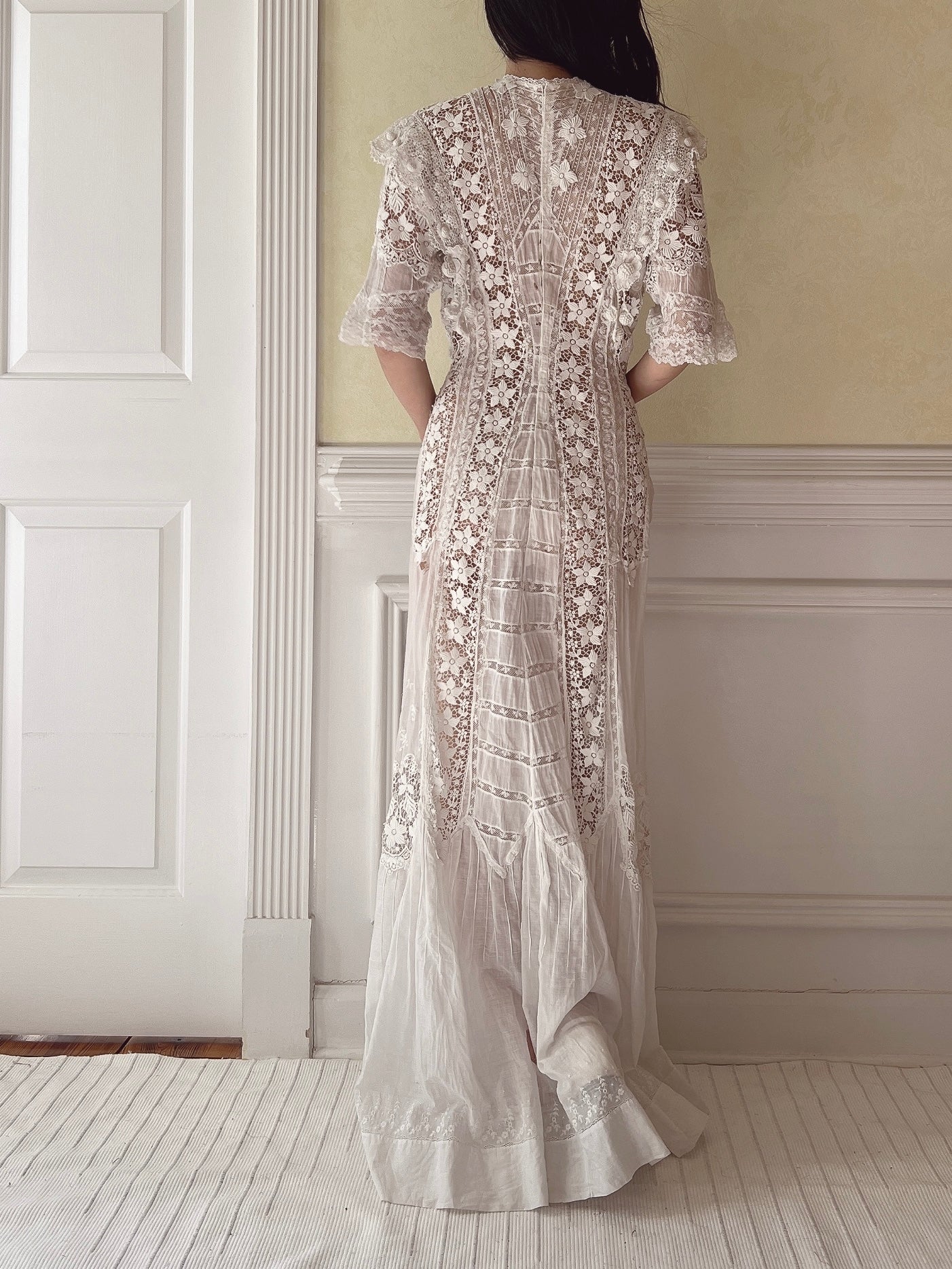 Antique Silk/Cotton Batiste Dress - S