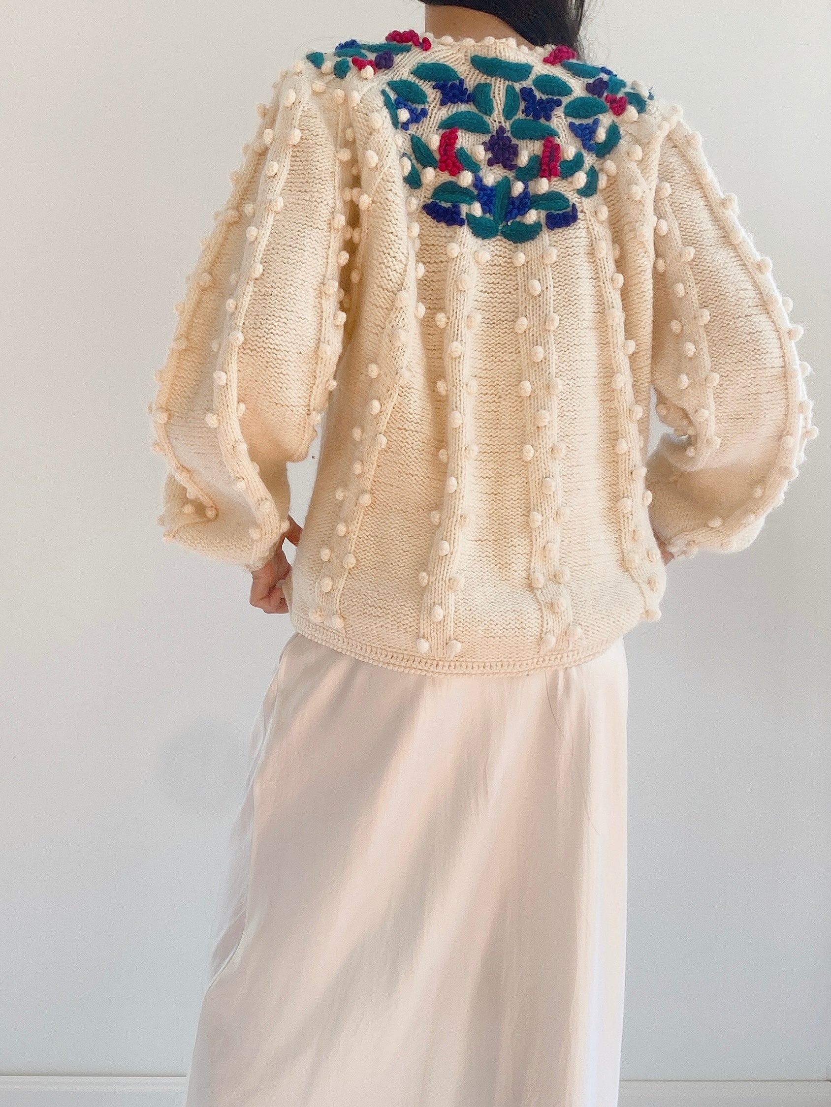 Vintage Popcorn Knit Cardigan - S/M