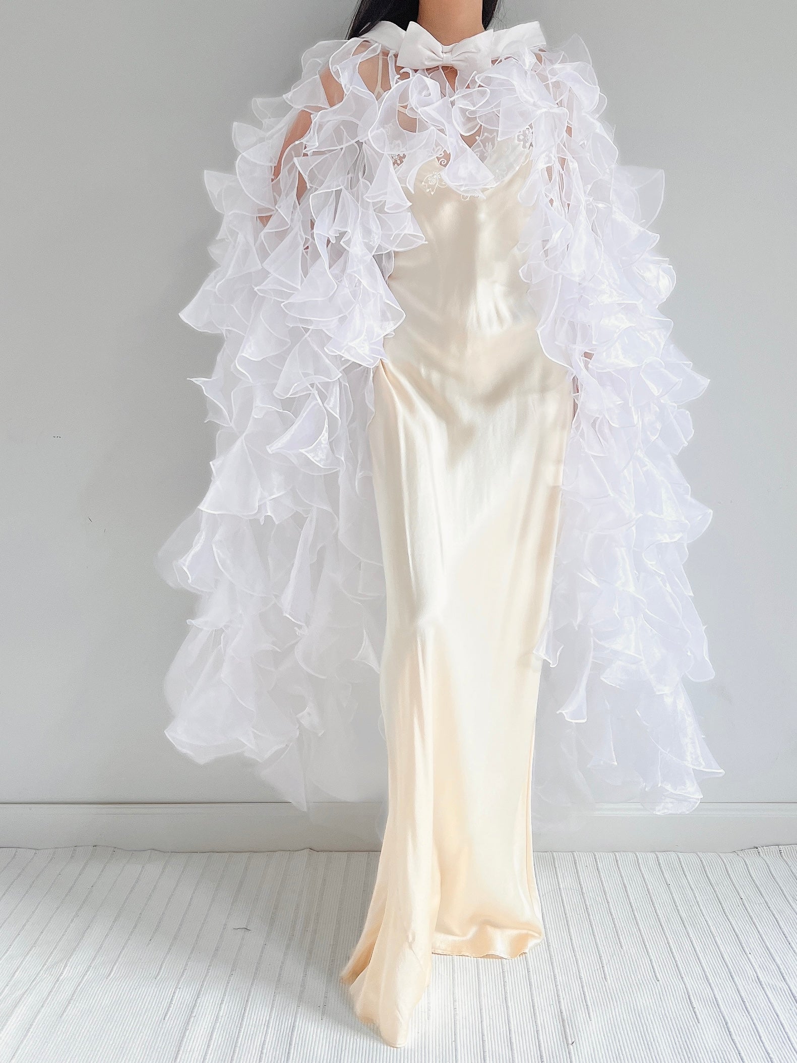 Y2K White Sheer Cape - OSFM