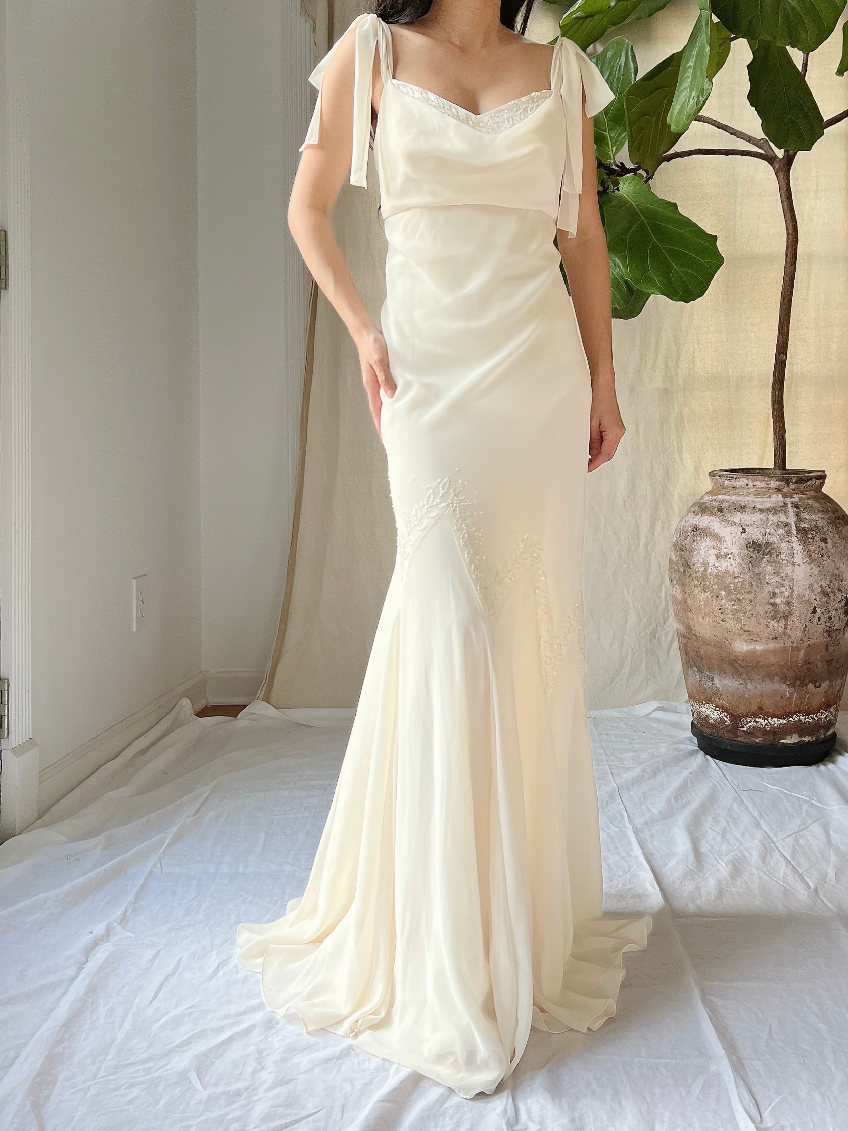 Vintage Chiffon Bias Cut Dress - S/M (4-6)