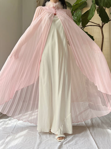 Vintage Pink Chiffon Cape - OSFM