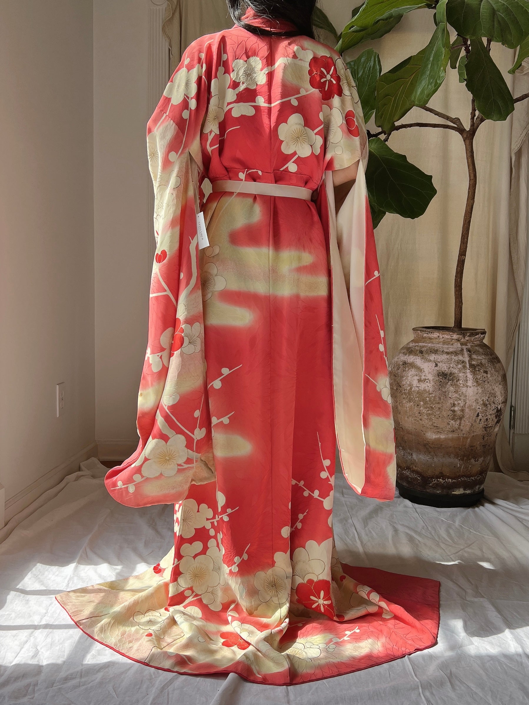 Vintage Silk Floral Kimono - OSFM