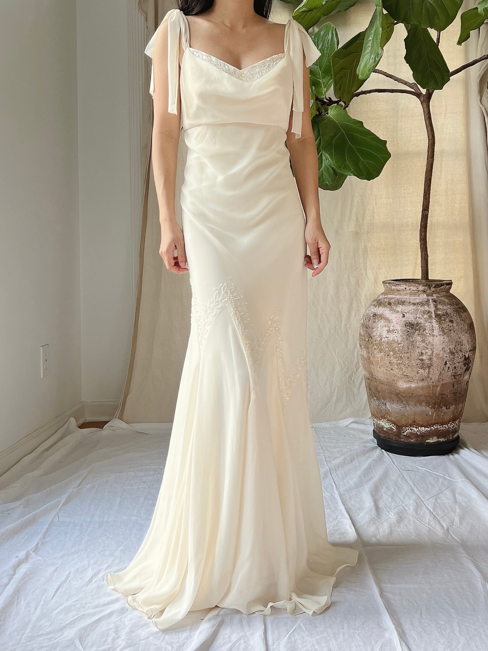 Vintage Chiffon Bias Cut Dress - S/M (4-6)