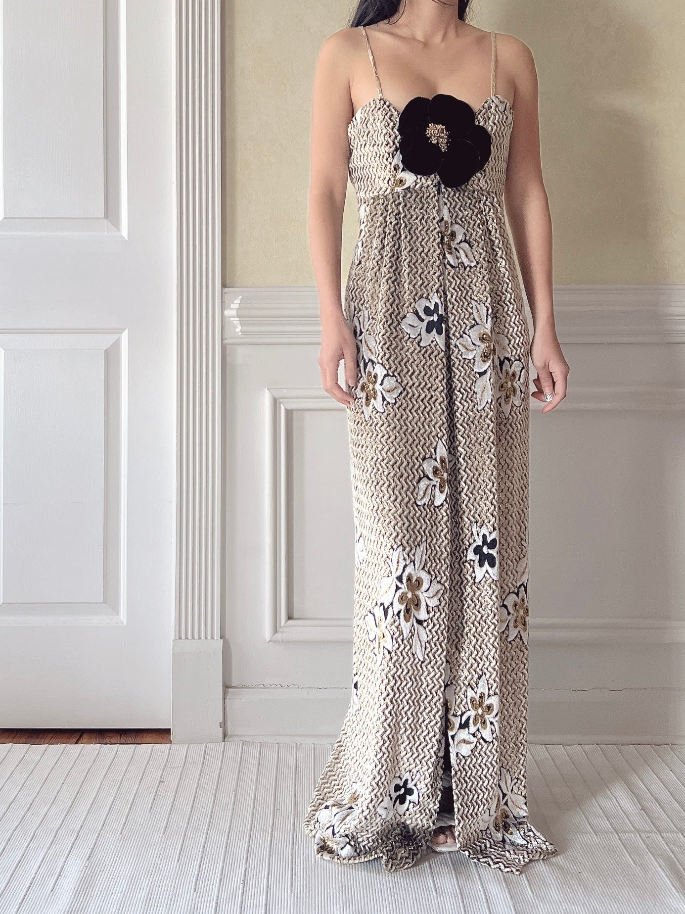 Vintage Velvet/Lurex Sweetheart Draped Dress - M