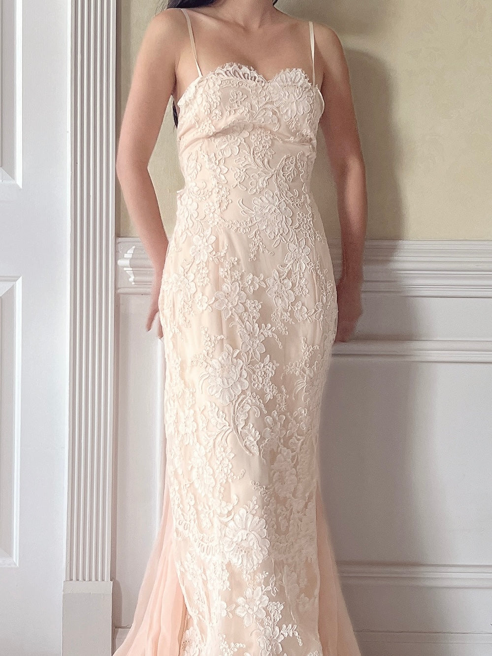 Vintage Peggy Jennings Silk and Lace Gown - S
