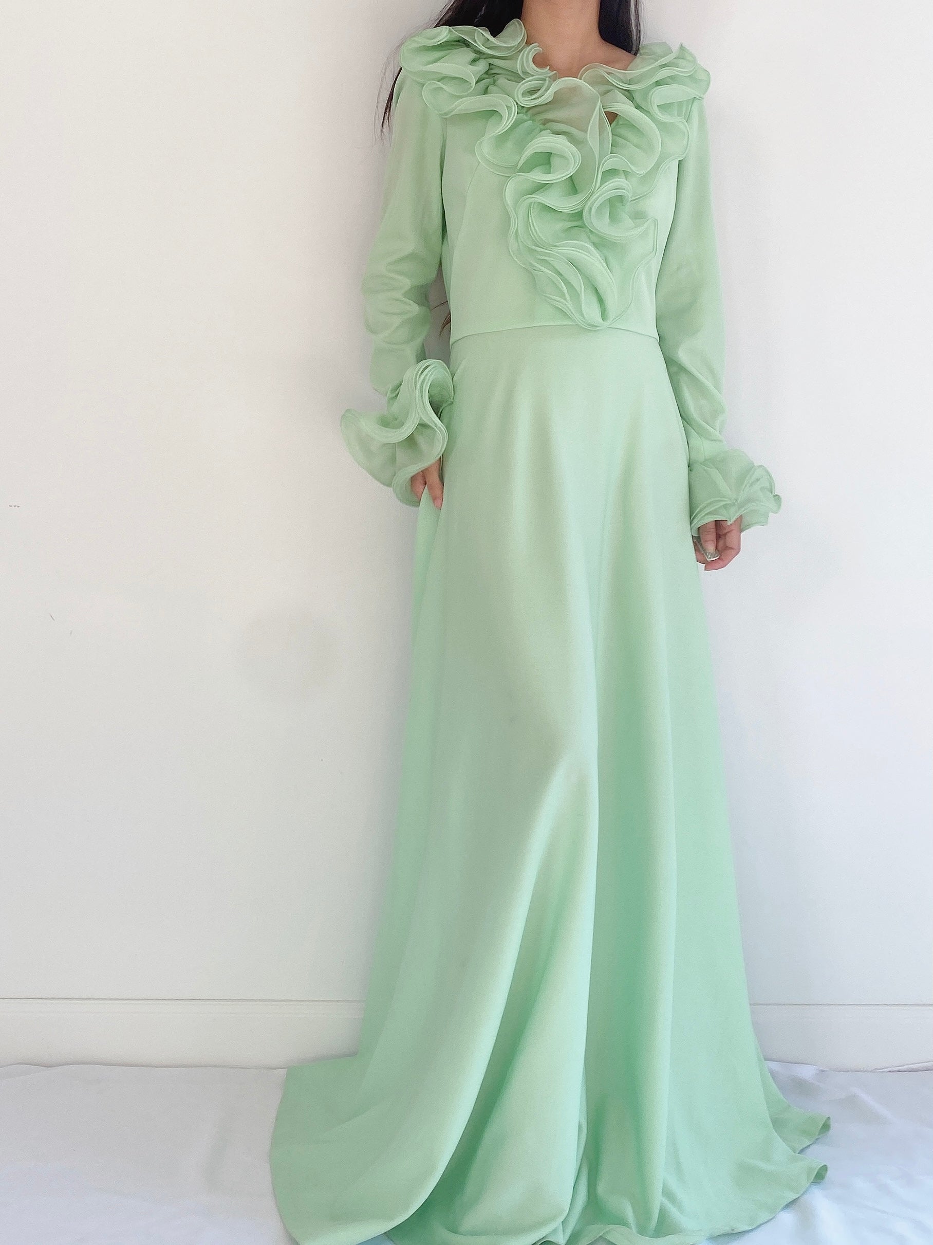 Vintage Mint Ruffle Dress - S