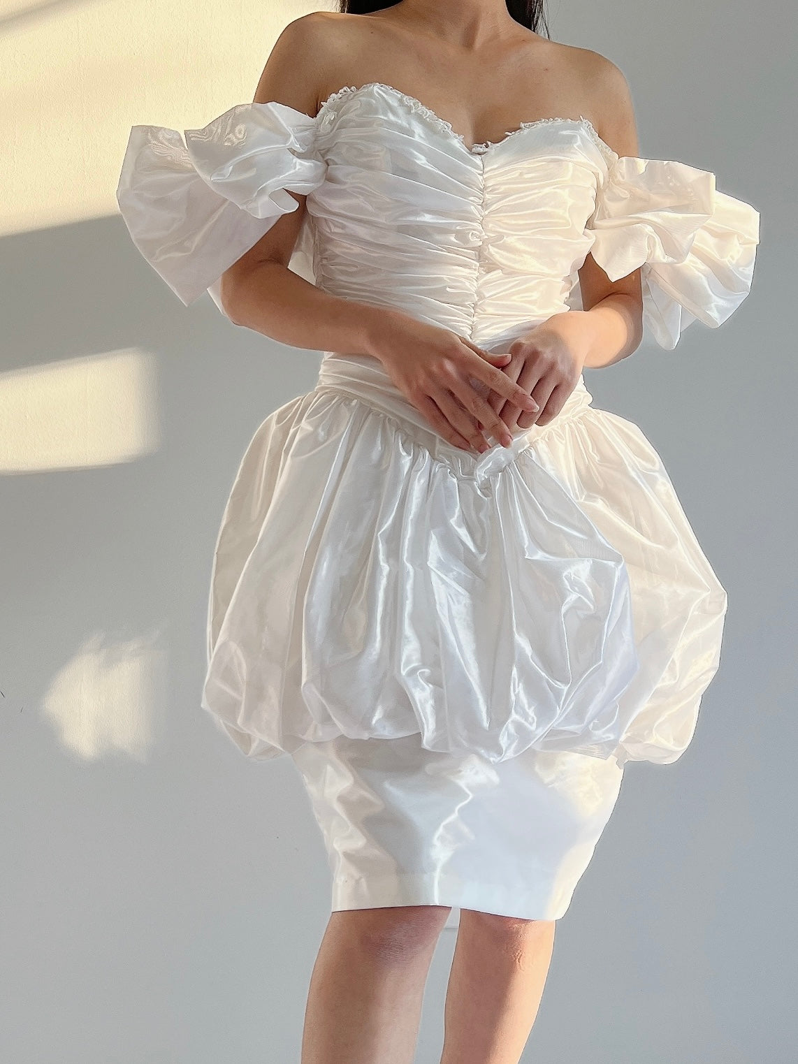 Vintage Puff Sleeve Pearlescent Dress - XS